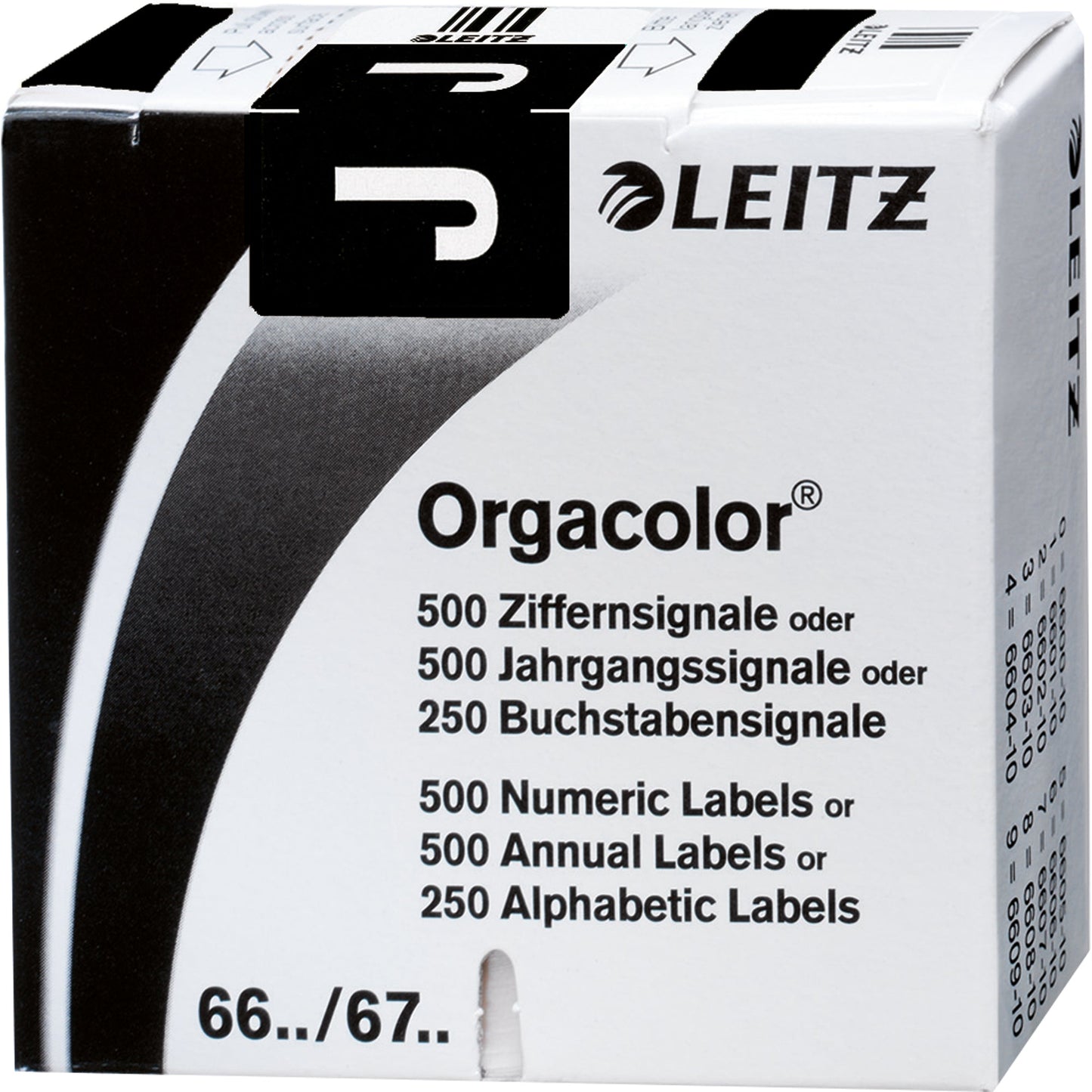 Leitz Buchstabensignal Orgacolor® Leitz Orgacolor® Registratursysteme J selbstklebend Kunstdruckpapier schwarz