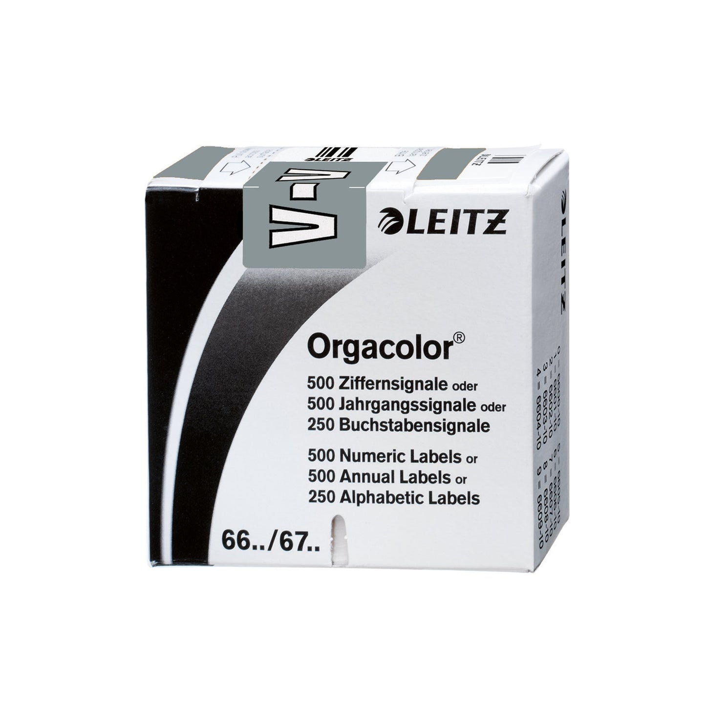 Leitz Buchstabensignal Orgacolor® Leitz Orgacolor® Registratursysteme V selbstklebend Kunstdruckpapier grau