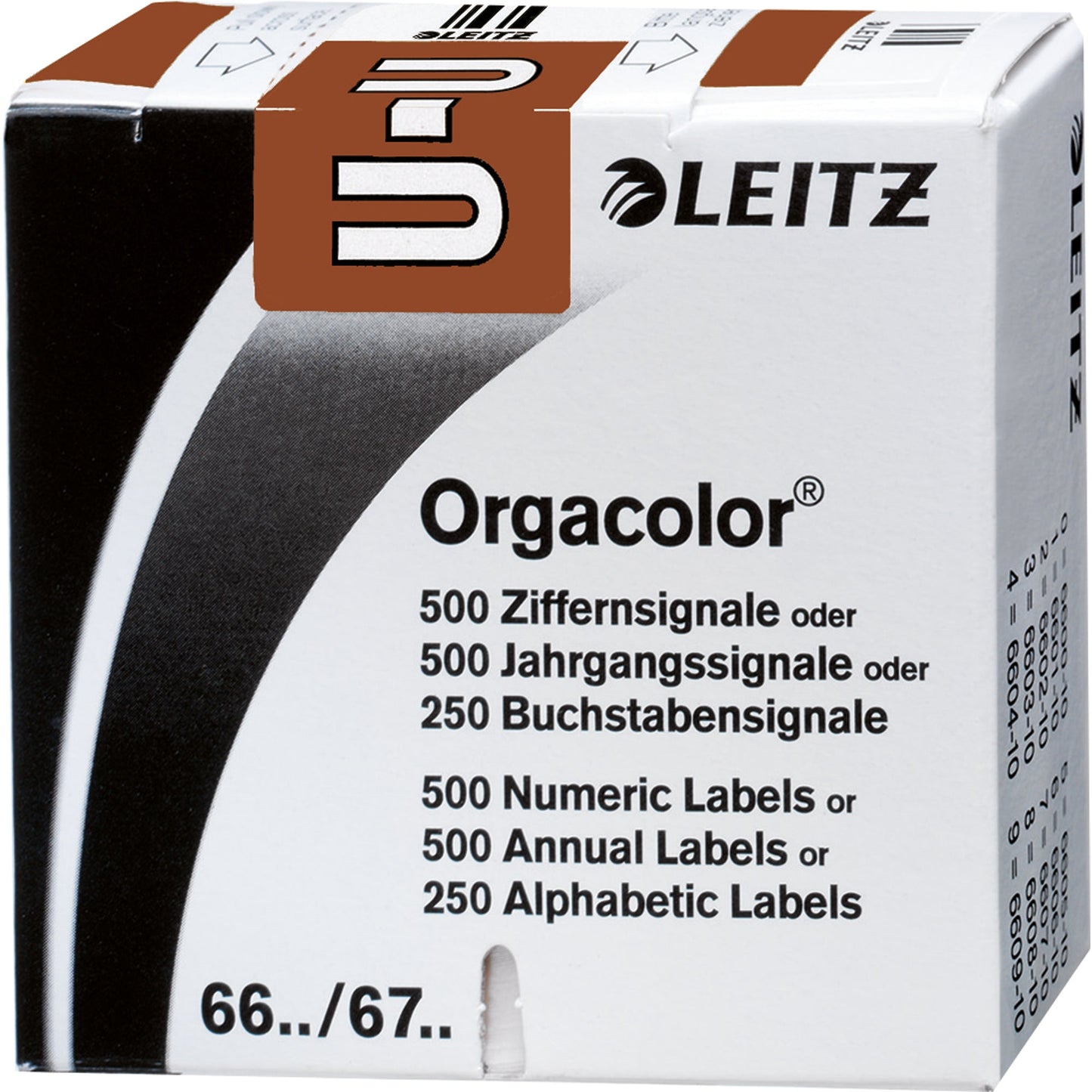 Leitz Buchstabensignal Orgacolor® Leitz Orgacolor® Registratursysteme U selbstklebend Kunstdruckpapier braun