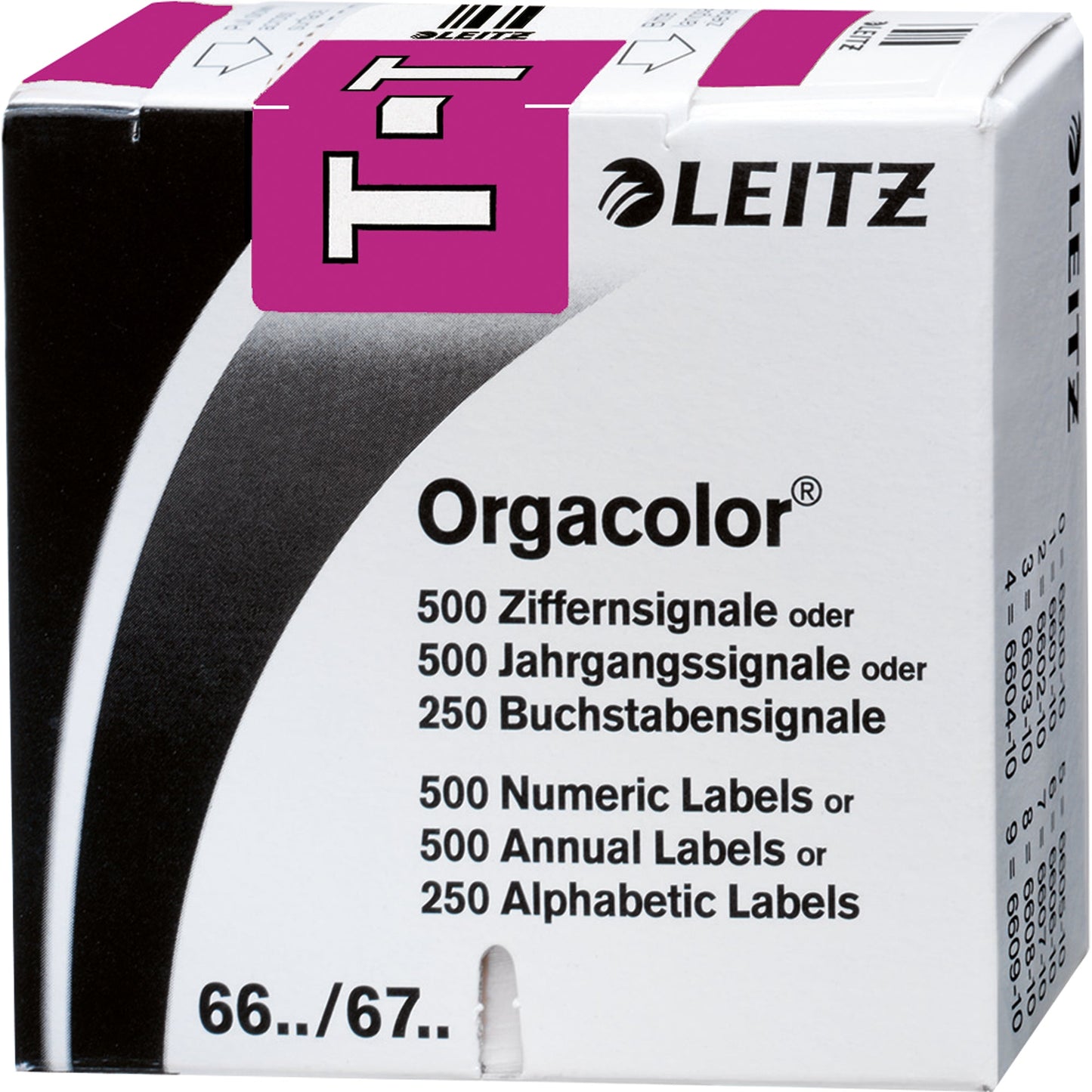 Leitz Buchstabensignal Orgacolor® Leitz Orgacolor® Registratursysteme T selbstklebend Kunstdruckpapier violett
