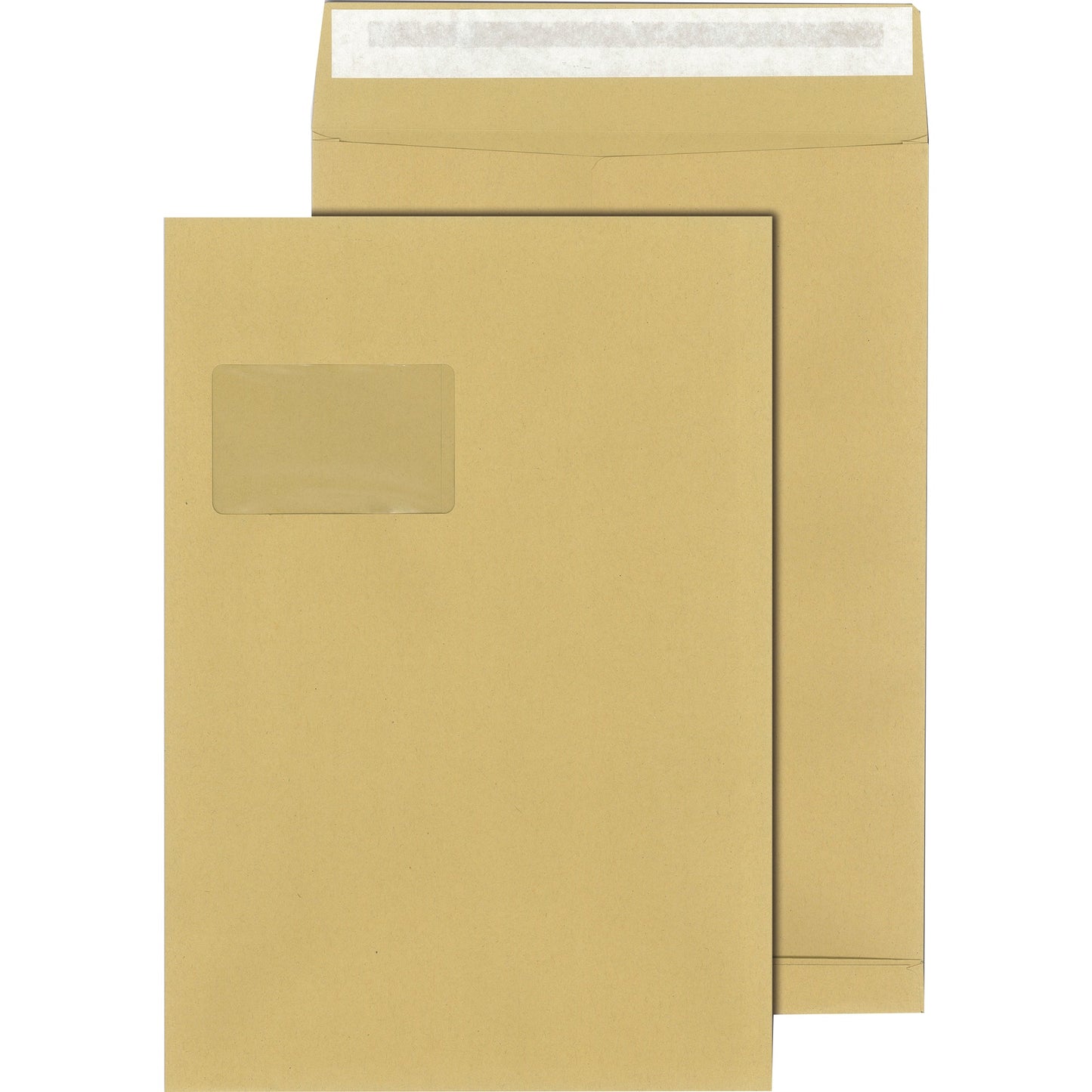 MAILmedia Faltentasche DIN C4 229 x 324 mm (B x H) mit Fenster 140g/m² mit Haftklebung Papier braun 100 St./Pack.