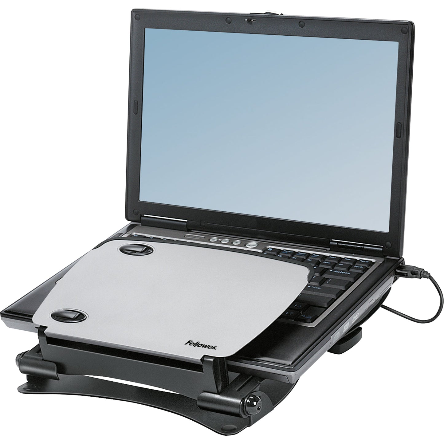 Fellowes® Notebookständer Professional Series höhenverstellbar 4 USB Ports Metall schwarz/silber