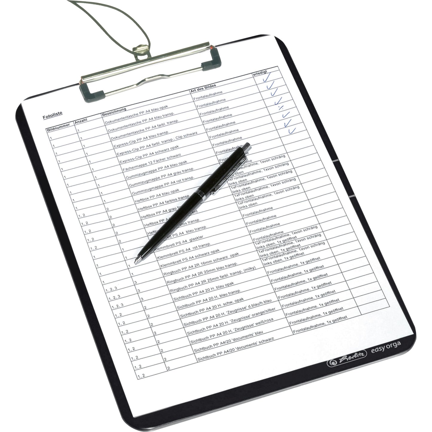 Herlitz Klemmbrett easy orga to go 22,5 x 31,5 cm (B x H) DIN A4 Polystyrol opak schwarz