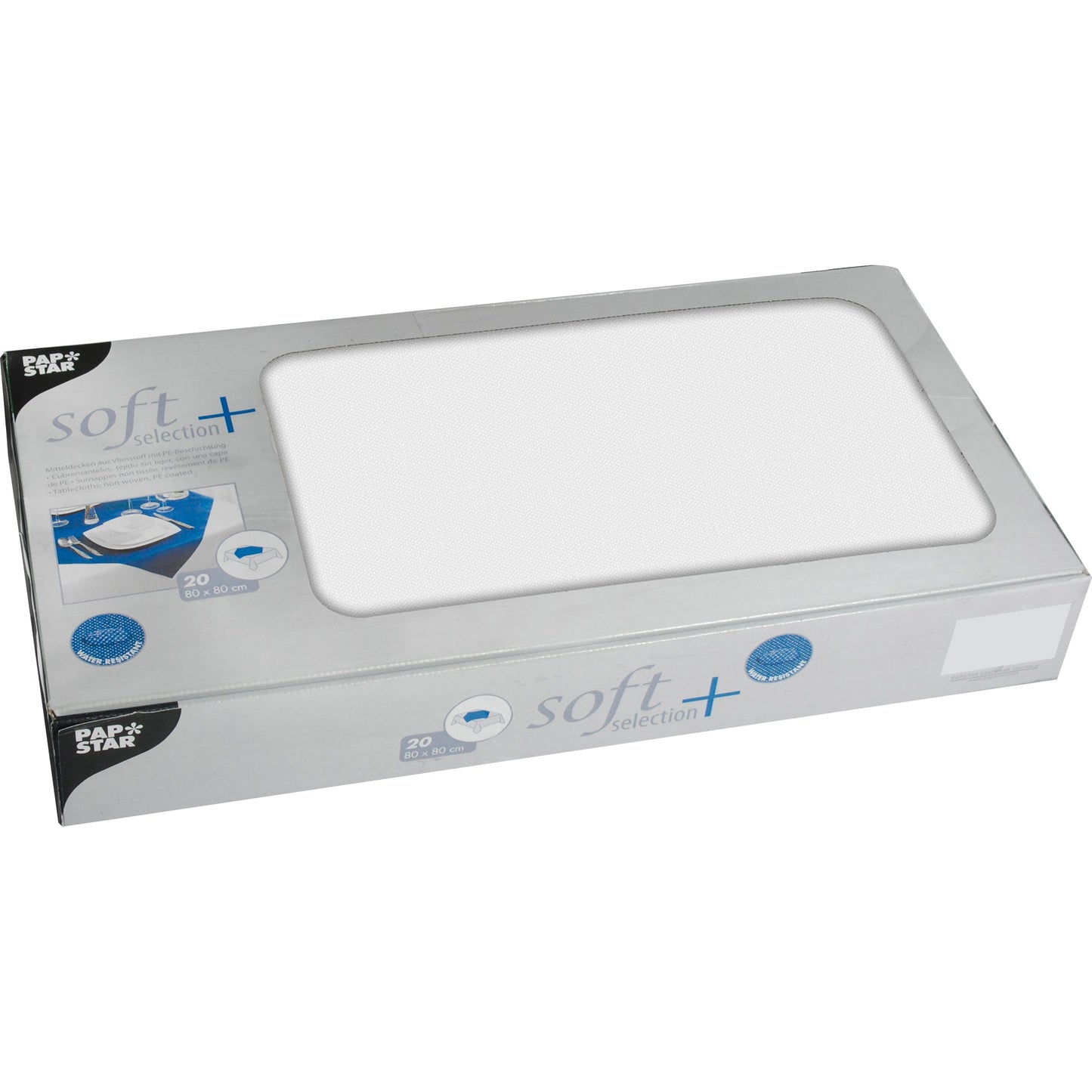 PAPSTAR Mitteldecke Soft Selection Plus 80 x 80 cm (B x L) Polypropylen-Vlies, 100 % recyclebar weiß 20 St./Pack.