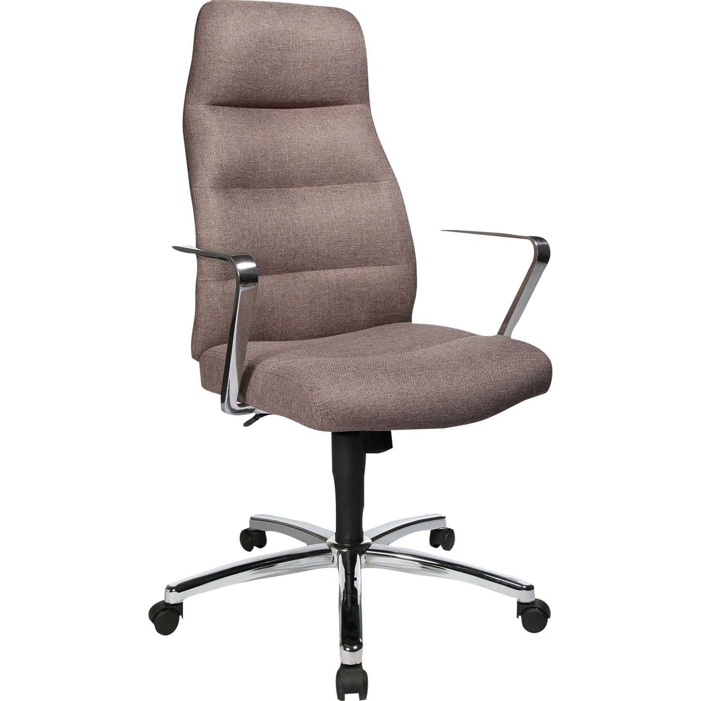 TOPSTAR Chefsessel Chairman 70 44-55cm Synchronmechanik mit Armlehnen Rolle hart gebremst (für Teppichboden) Stahl, verchromt hellbraun