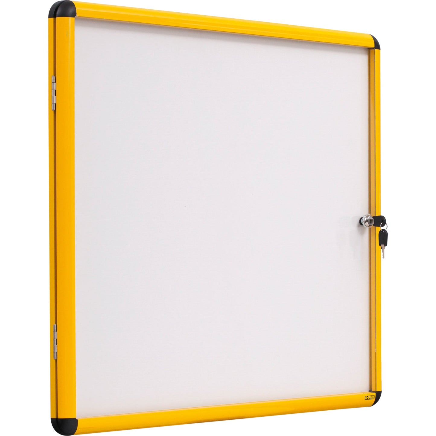 Bi-office Schaukasten Enclore Ultrabrite Innenbereich 116 x 129 x 3,5 cm (B x H x T) 20 x DIN A4 mit Schloss Aluminium gelb