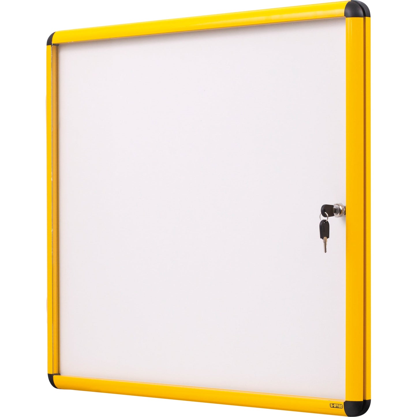 Bi-office Schaukasten Enclore Ultrabrite Innenbereich 50 x 67 x 3,5 cm (B x H x T) 4 x DIN A4 mit Schloss Aluminium gelb