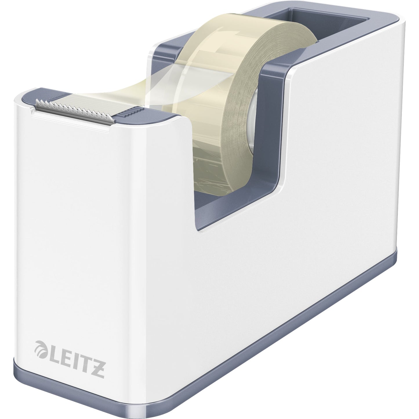 Leitz Tischabroller WOW Duo Colour 19 mm x 33 m (B x L) inkl. 1 Rolle Klebeband mit Lösungsmittel grau/weiß