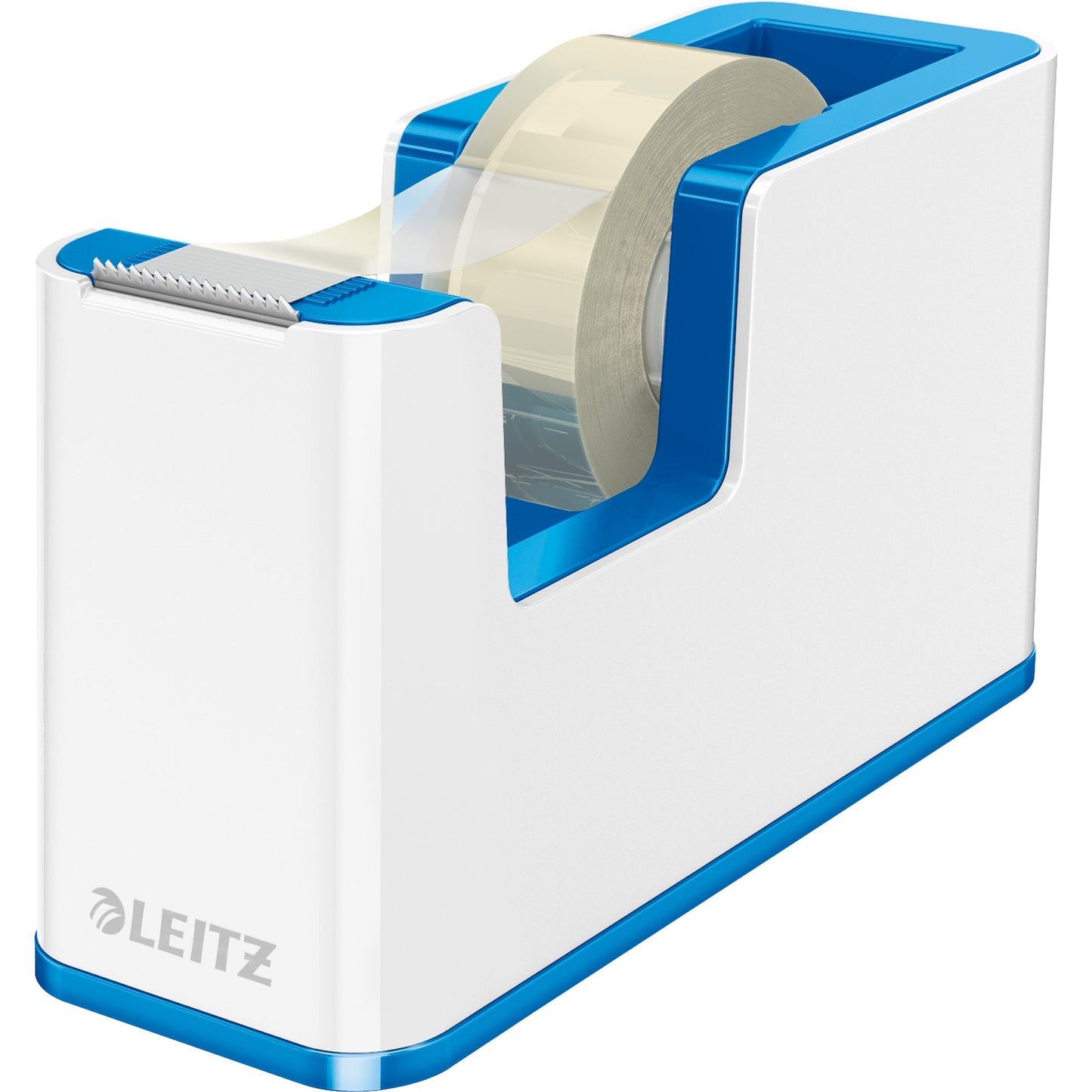 Leitz Tischabroller WOW Duo Colour 19 mm x 33 m (B x L) inkl. 1 Rolle Klebeband mit Lösungsmittel blau/weiß