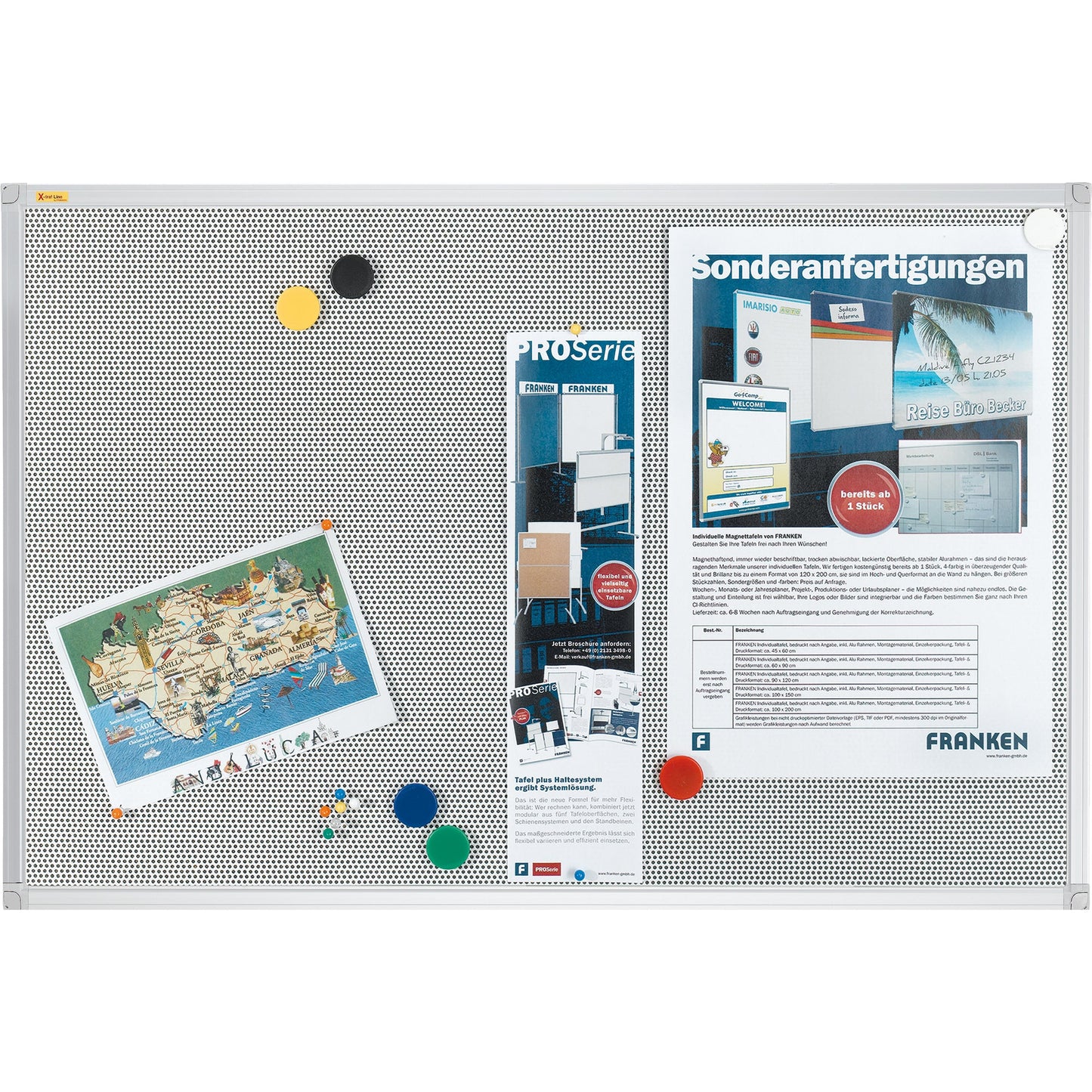 FRANKEN Pinnwand Pin´n´Mag X-tra!Line 120 x 90 cm (B x H) Textil Material des Rahmens: Aluminium/Kunststoff grau