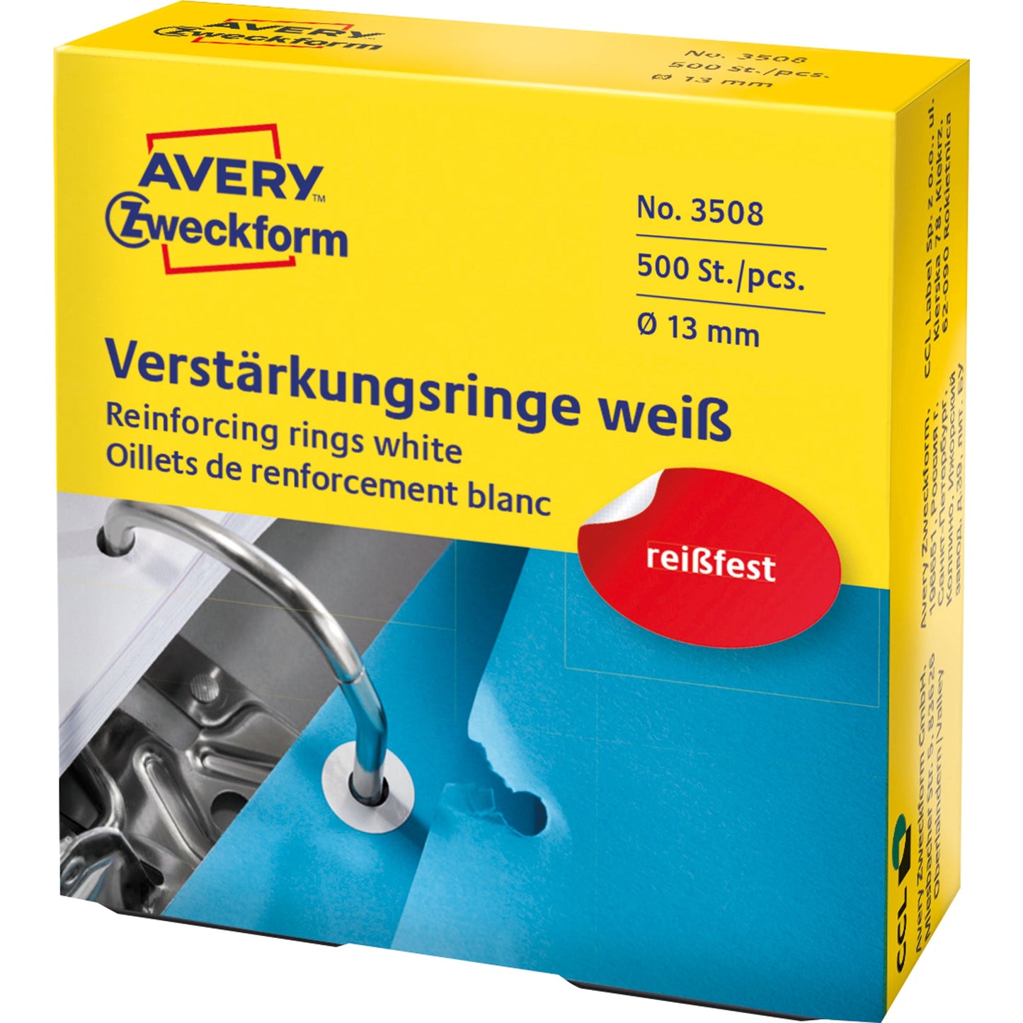 Avery Zweckform Lochverstärkungsringe 13mm weiß 500 St./Pack.
