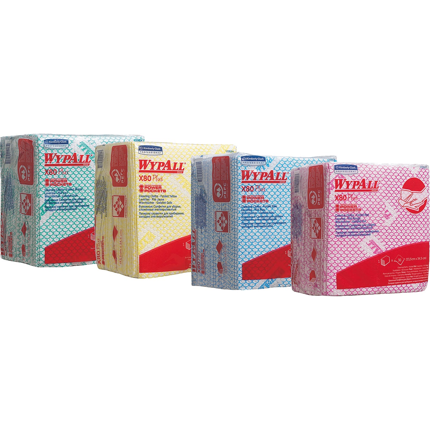 WYPALL* Wischtücher X80 Plus 33,5 x 34,5 cm (B x L) 83 % Zellstoff, 17 % Polypropylen rot 30 St./Pack.