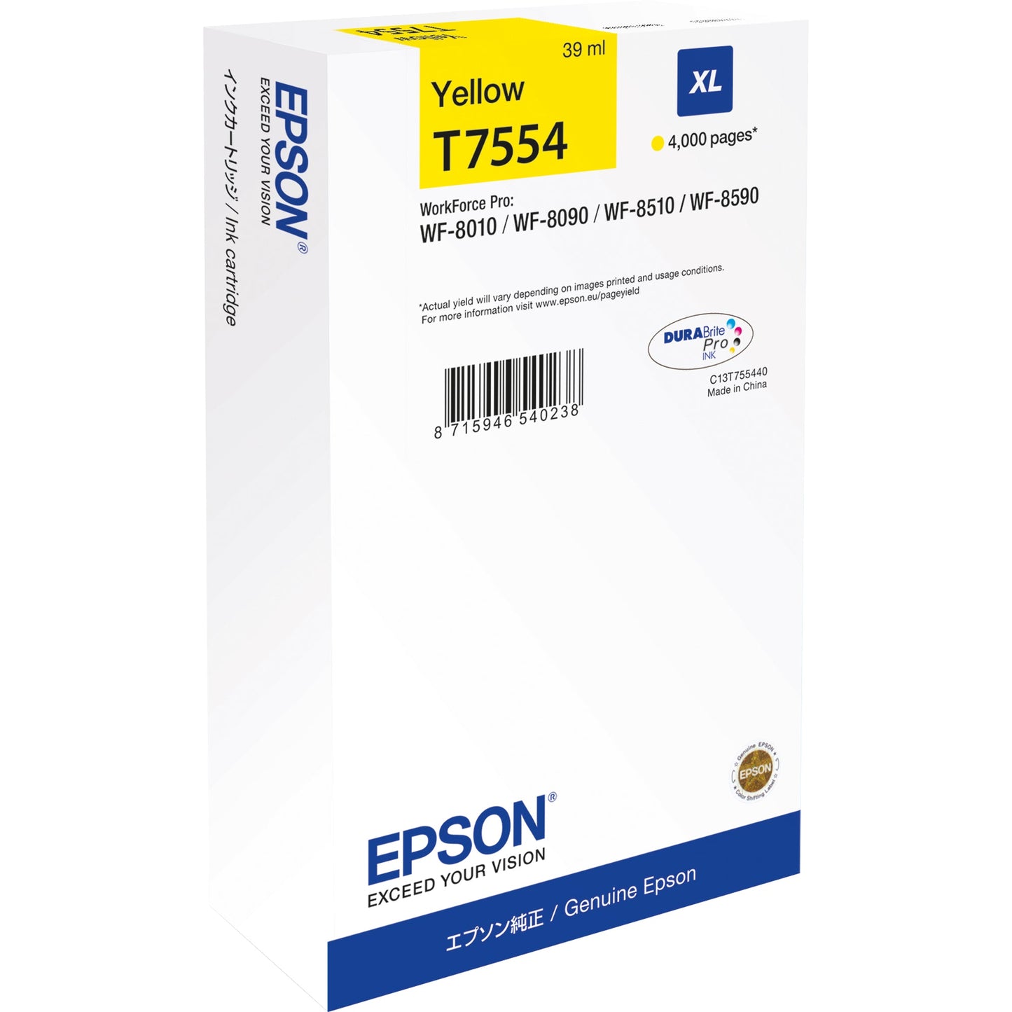 Epson Tintenpatrone Originalzubehör T7554 ca. 4.000 Seiten gelb 39ml