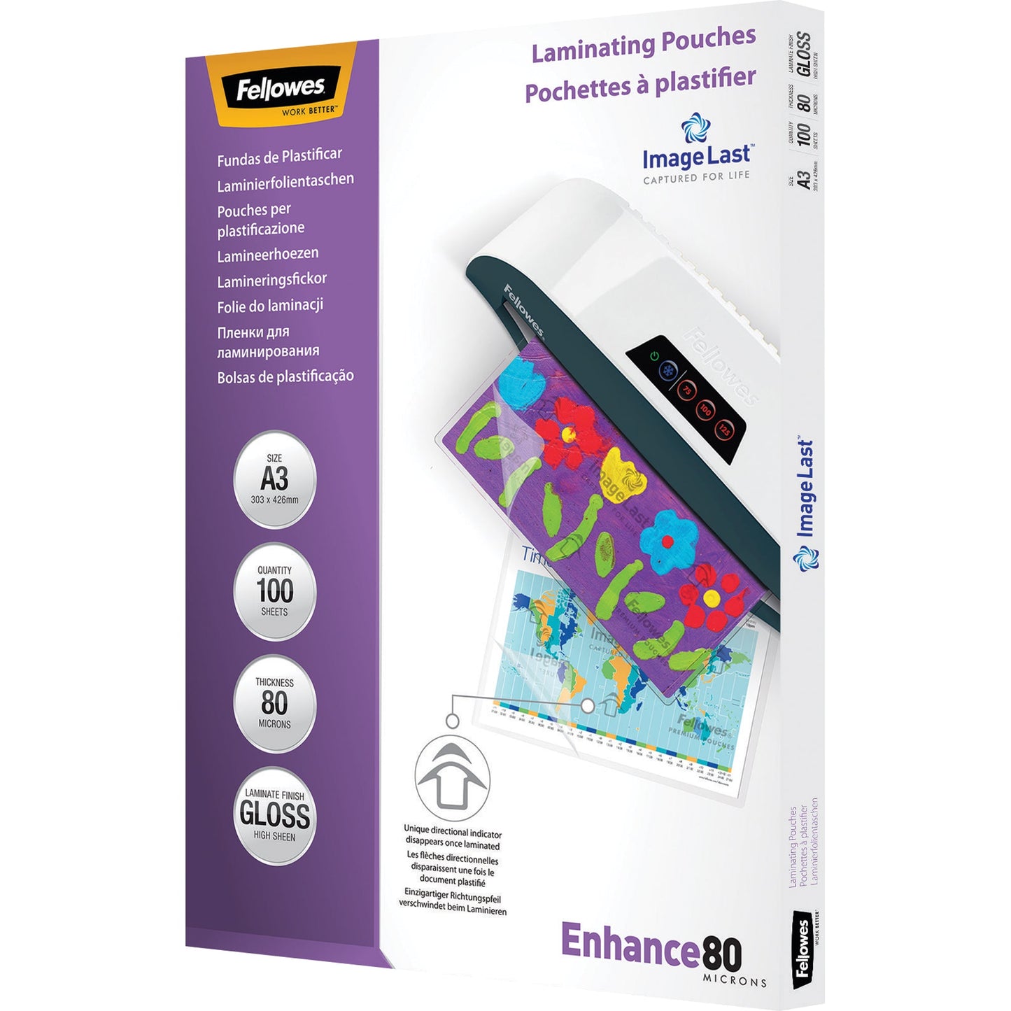 Fellowes® Laminierfolie ImageLastT Enhance 80 303 x 426 mm (B x H) DIN A3 80µm glänzend 100 St./Pack.