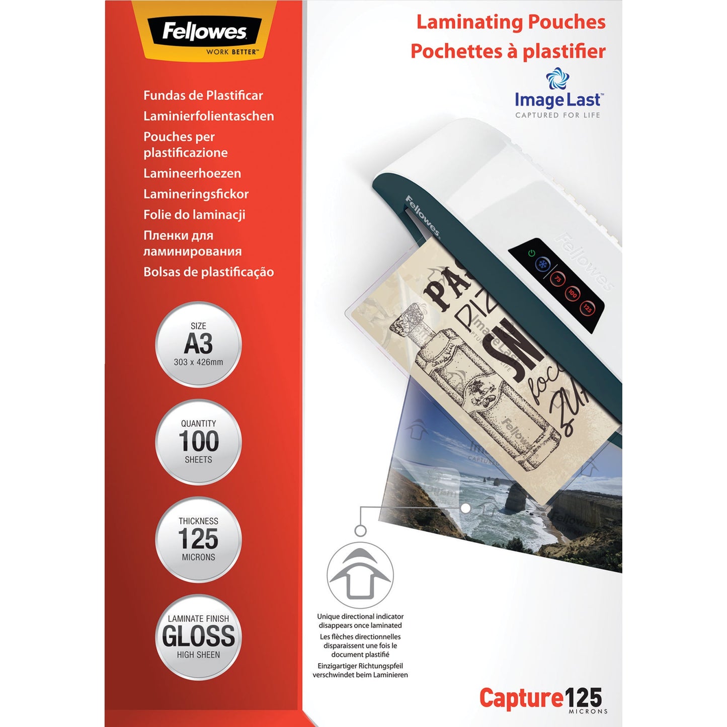 Fellowes® Laminierfolie ImageLastT Capture 125 297 x 420 mm (B x H) DIN A3 125µm glänzend 100 St./Pack.