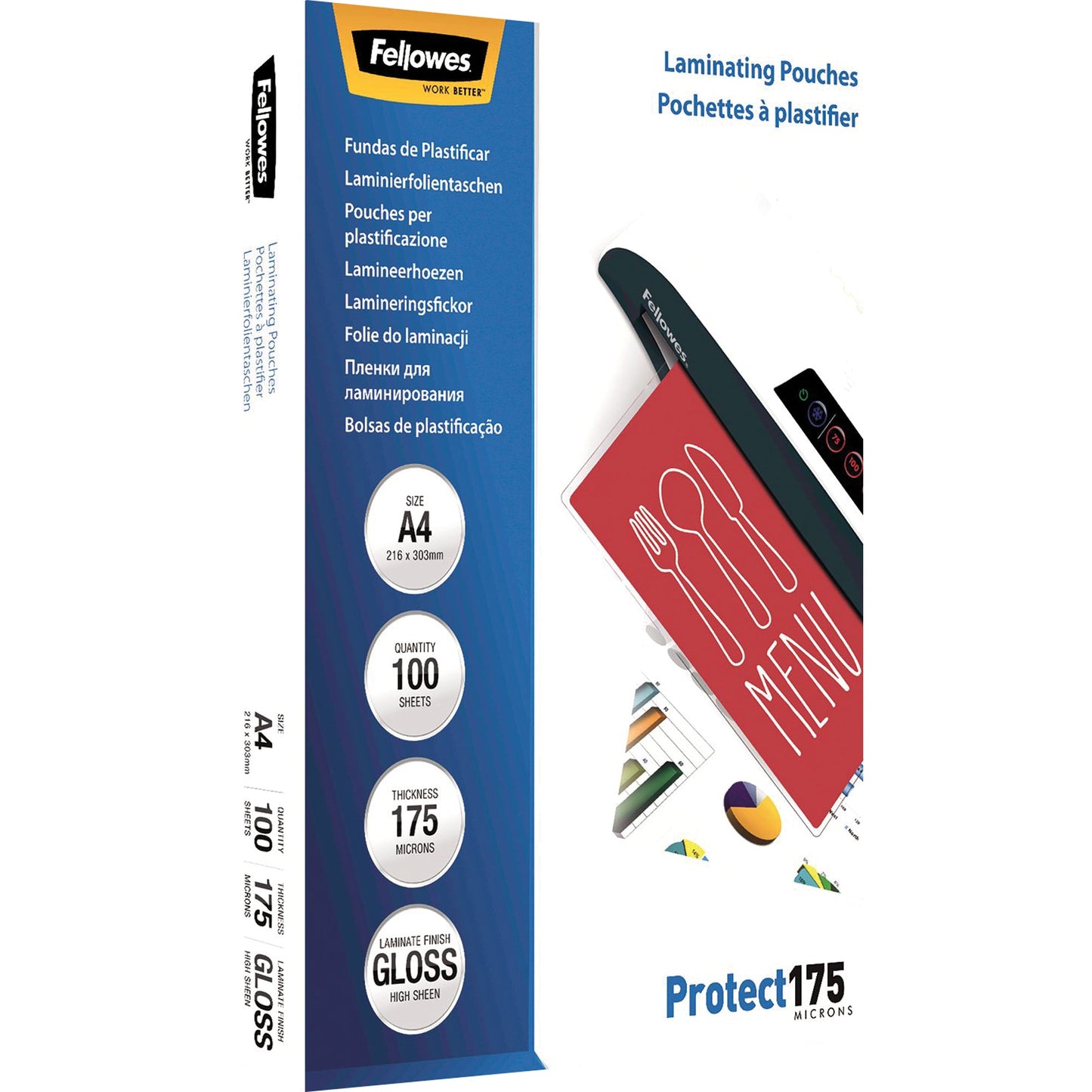 Fellowes® Laminierfolie Protect 175 210 x 300 mm (B x H) DIN A4 175µm glänzend 100 St./Pack.