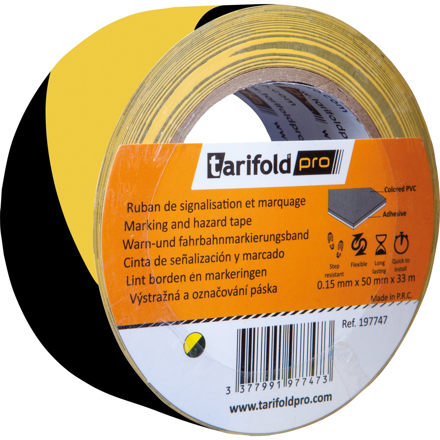 DJOIS Markierungsband 50 mm x 33 m (B x L) selbstklebend Vinyl gelb/schwarz