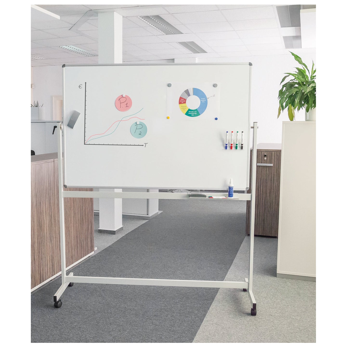 MAUL Whiteboard MAULstandard Maße der Oberfläche: 220 x 120 cm (B x H) Tafel magnethaftend beidseitig beschreibbar Stahl emailliert weiß