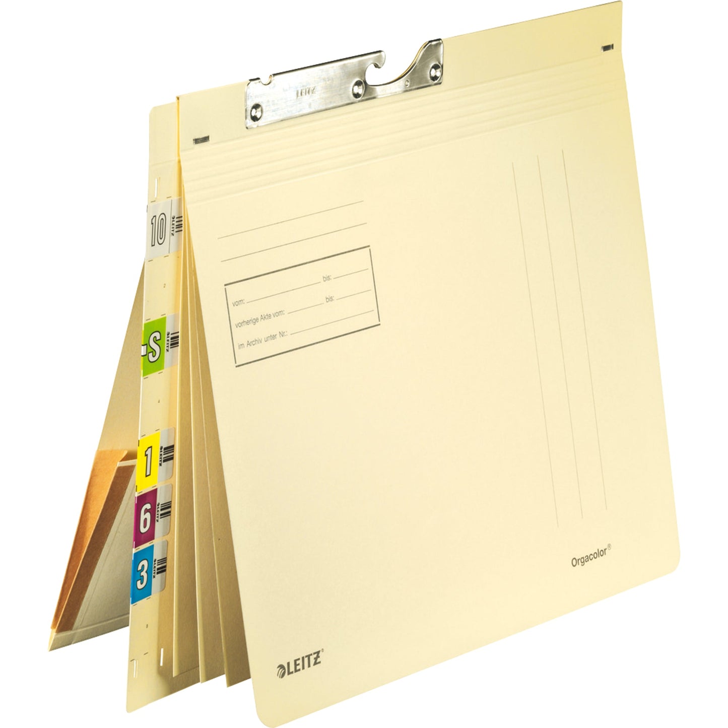 Leitz Pendelhefter Orgacolor® DIN A4 260g/m² kaufmännische Heftung mit Organisationsaufdruck Kraftkarton, recycelt chamois