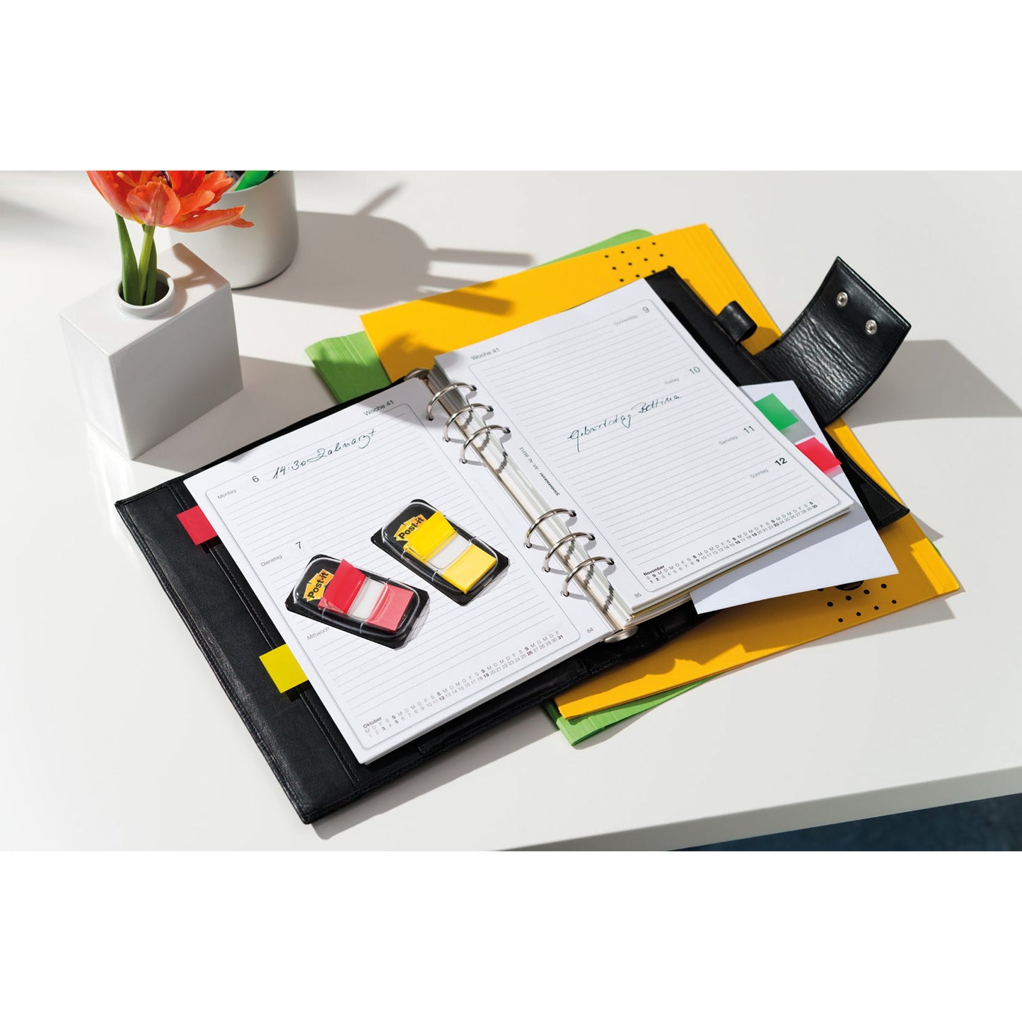 Post-it® Haftstreifen Index Standard Promotion 43,2 x 25,4 mm (B x H) inkl. 4 x 50 Bl. Post-it® Index Standard gratis rot, gelb, blau, grün 50 Bl./Block 12 Block/Pack.