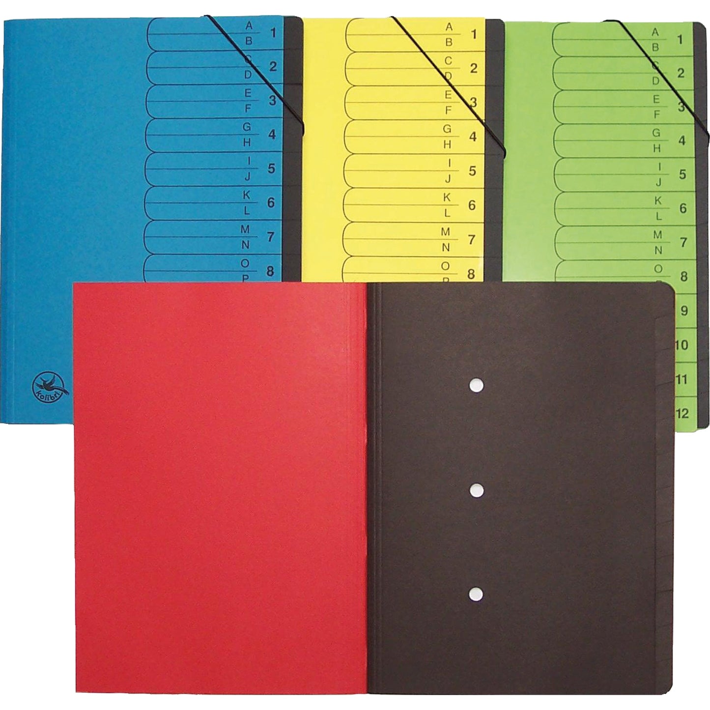 Ordnungsmappe DIN A4 420g/m² Recyclingkarton Farbe: gelb Farbe des Fächerblocks: schwarz 12 Fächer