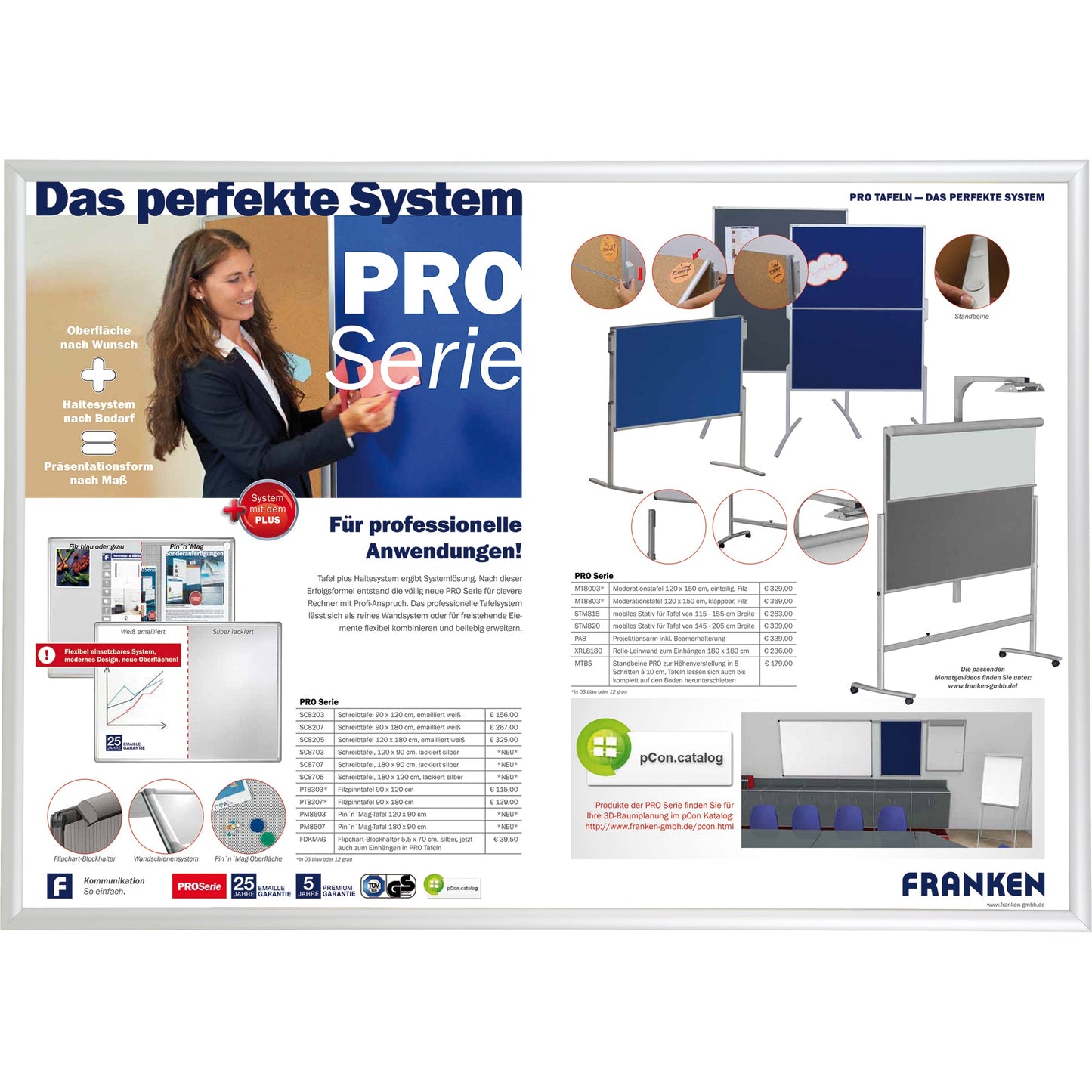 FRANKEN Bilderwechselrahmen Security Feuerfest 87,2 x 122 x 1,2 cm (B x H x T) DIN A0 Aluminium silber