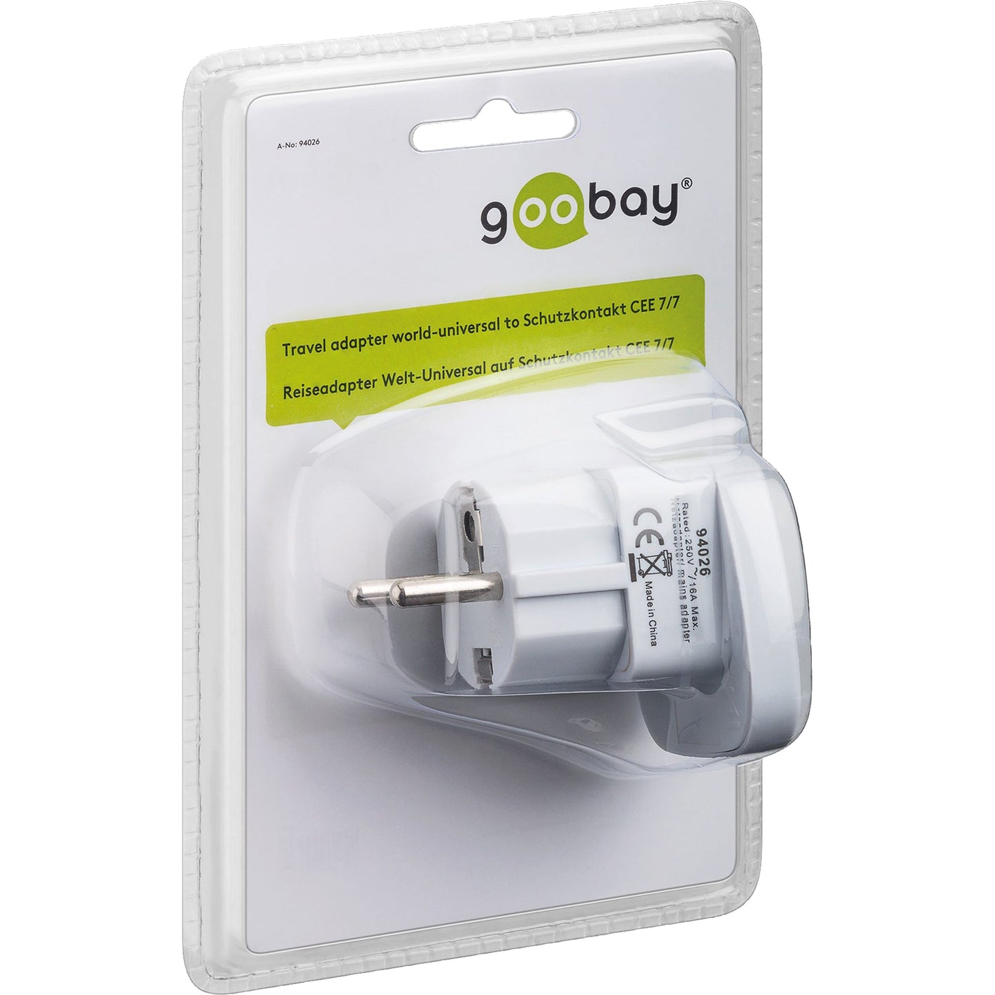 Goobay® Reisestecker 51 x 51 x 65 mm (B x H x T) ohne Amerika-Stecker ohne Commonwealth-Stecker ohne Südeuropa-Stecker Kunststoff