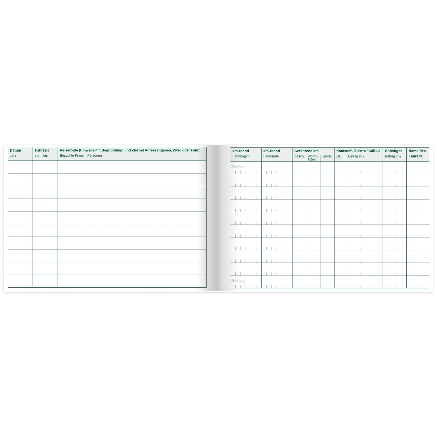 RNK Verlag Fahrtenbuch DIN A6 quer PKW 32 Bl.