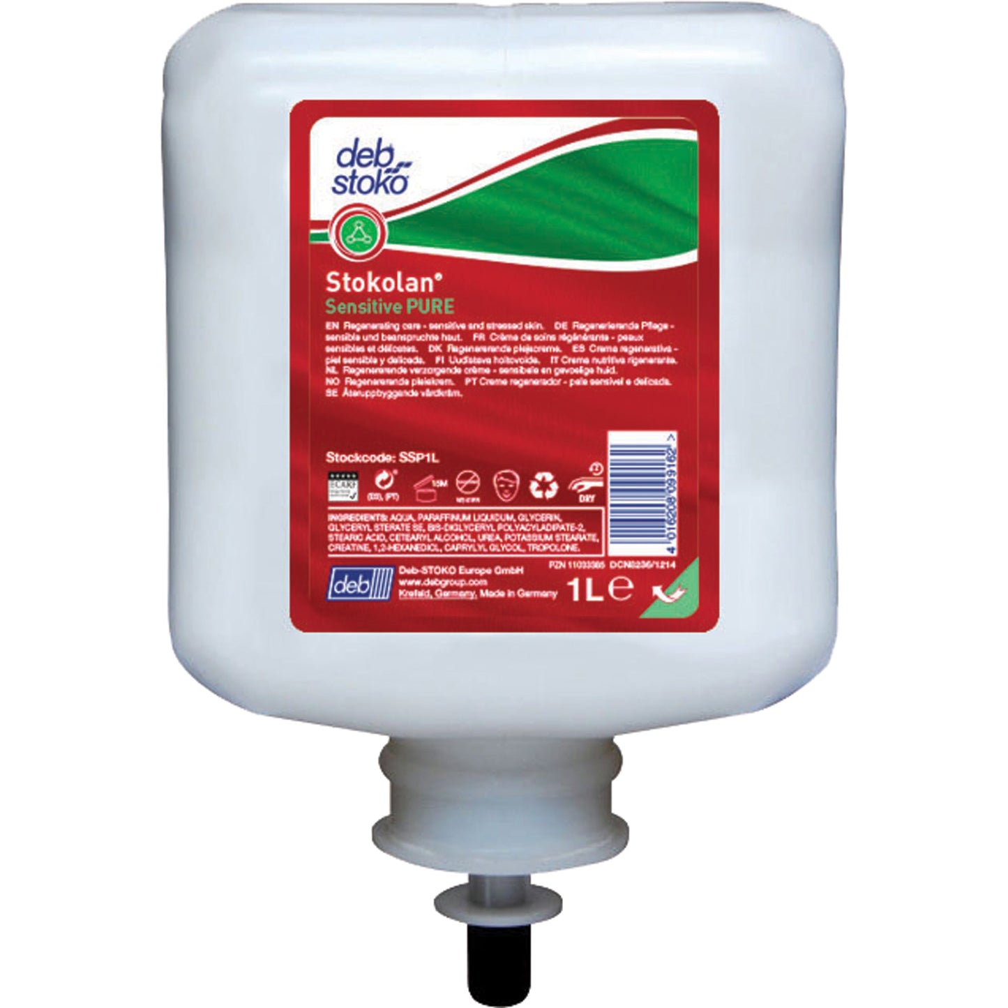 SC Johnson PROFESSIONAL Hautpflegecreme Stokolan® Sensitive PURE nicht parfümiert silikonfrei Kartusche 1l