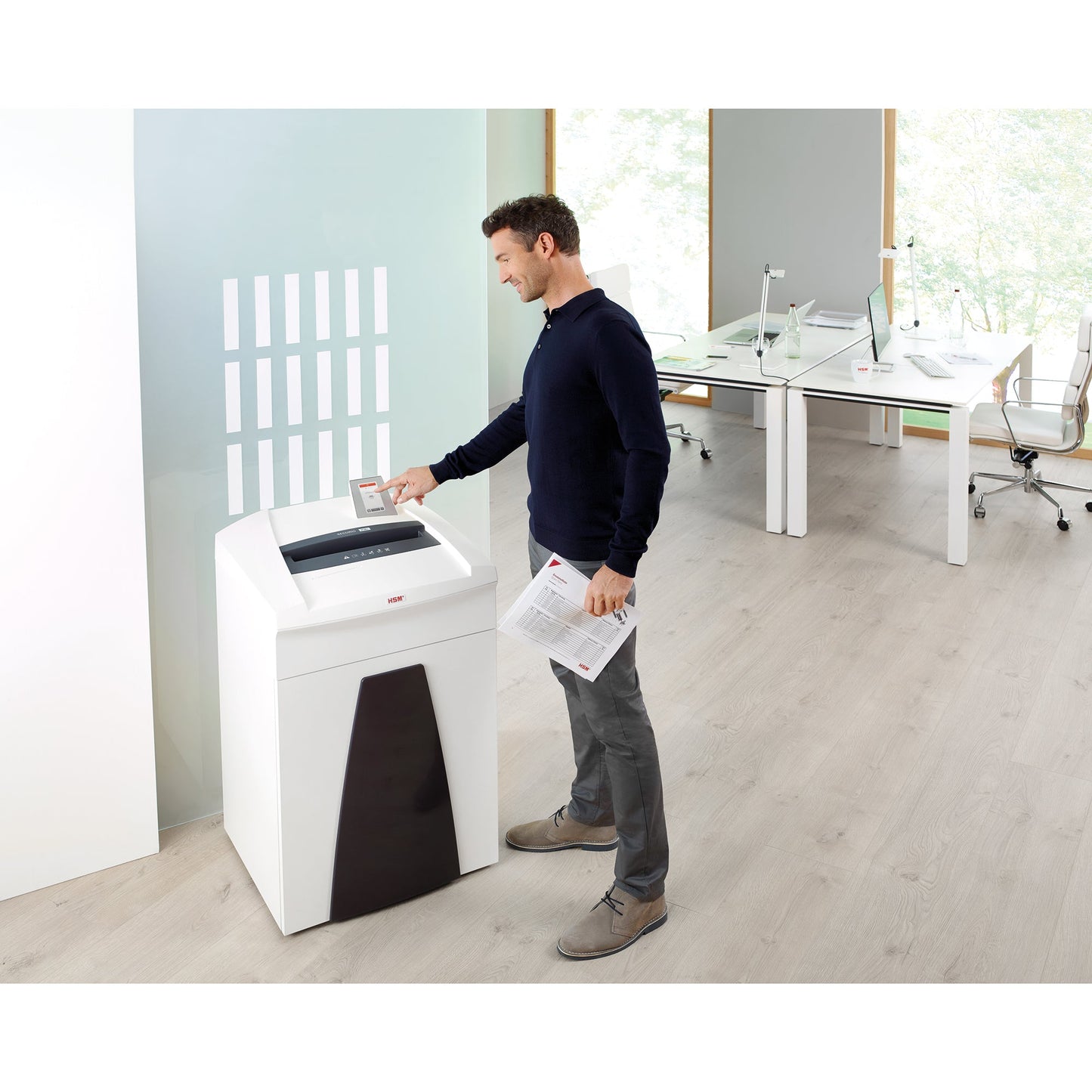 HSM® Aktenvernichter SECURIO P36i P-5 Papier, Heftklammern, Büroklammern, Kreditkarten Partikelschnitt weiß