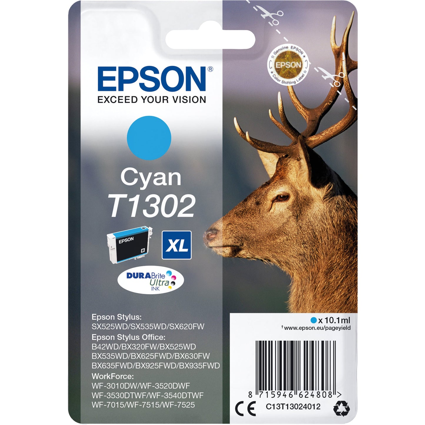 Epson Tintenpatrone Originalzubehör T1302 ca. 765 Seiten cyan 10,1ml
