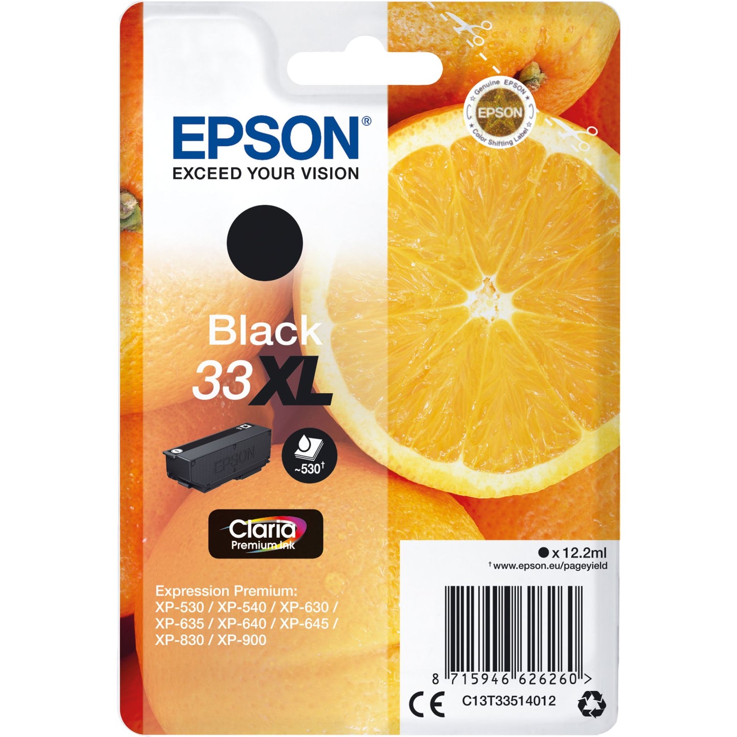 Epson Tintenpatrone Originalzubehör 33XL ca. 530 Seiten schwarz 12,2ml