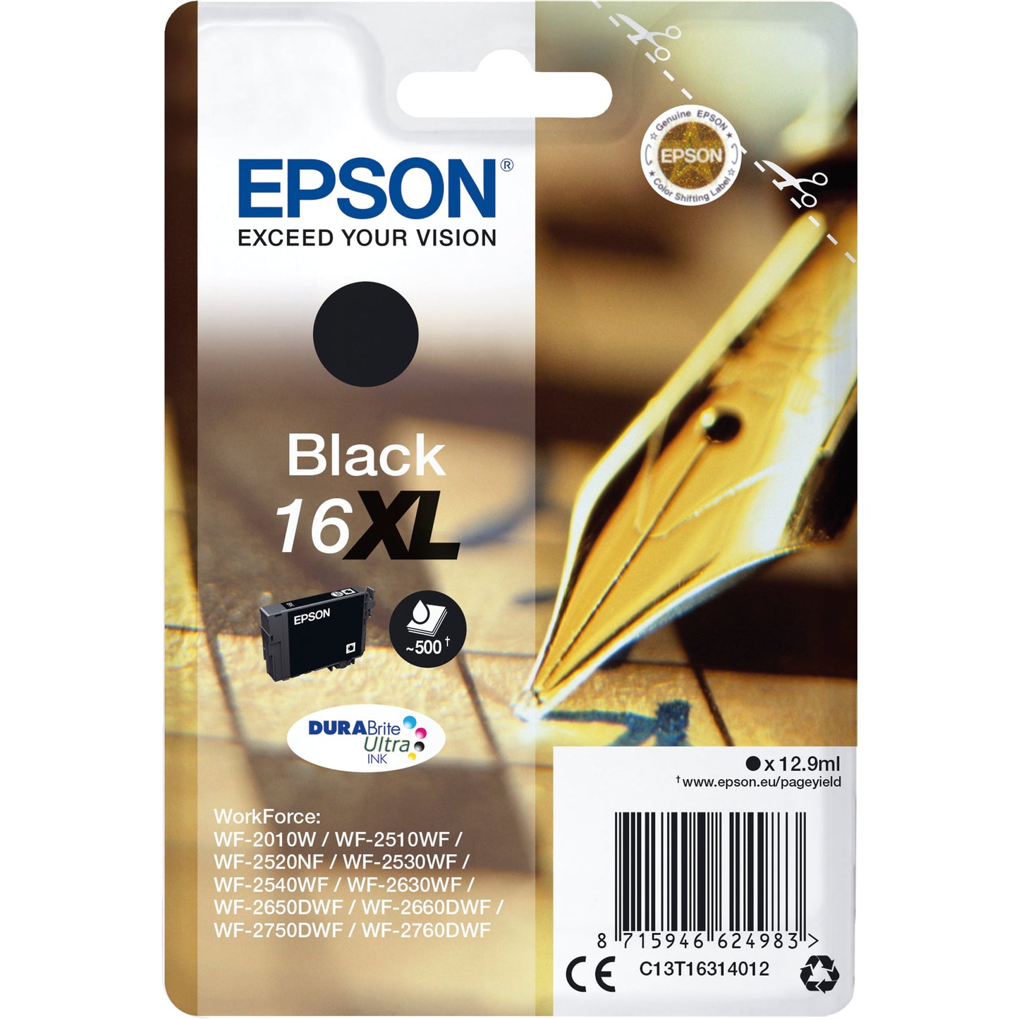 Epson Tintenpatrone Originalzubehör 16XL ca. 500 Seiten schwarz 12,9ml