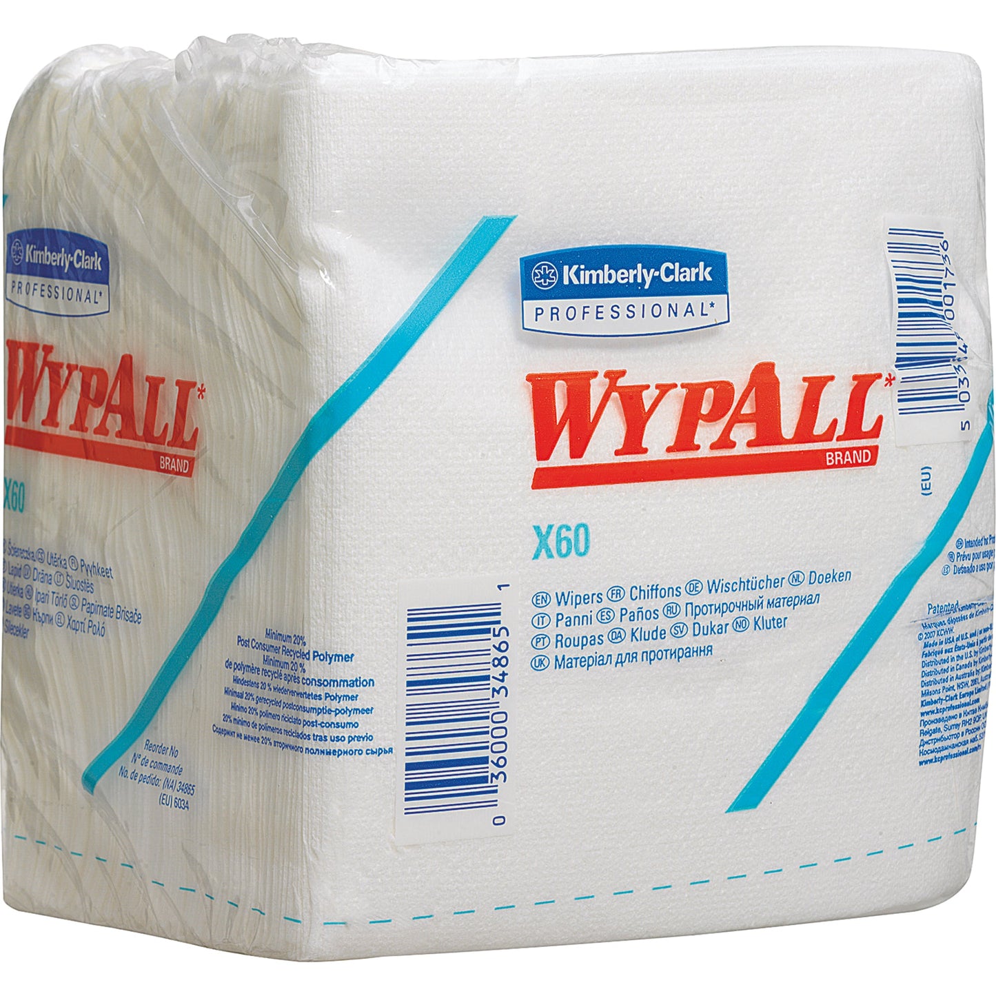 WYPALL* Wischtücher X60 31,8 x 30,5 cm (B x L) Hydroknit weiß 76 St./Pack.