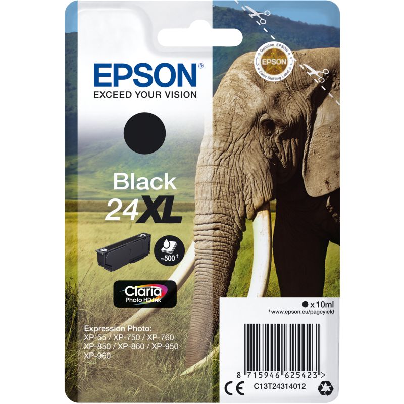Epson Tintenpatrone Originalzubehör 24XL ca. 500 Seiten schwarz 10ml