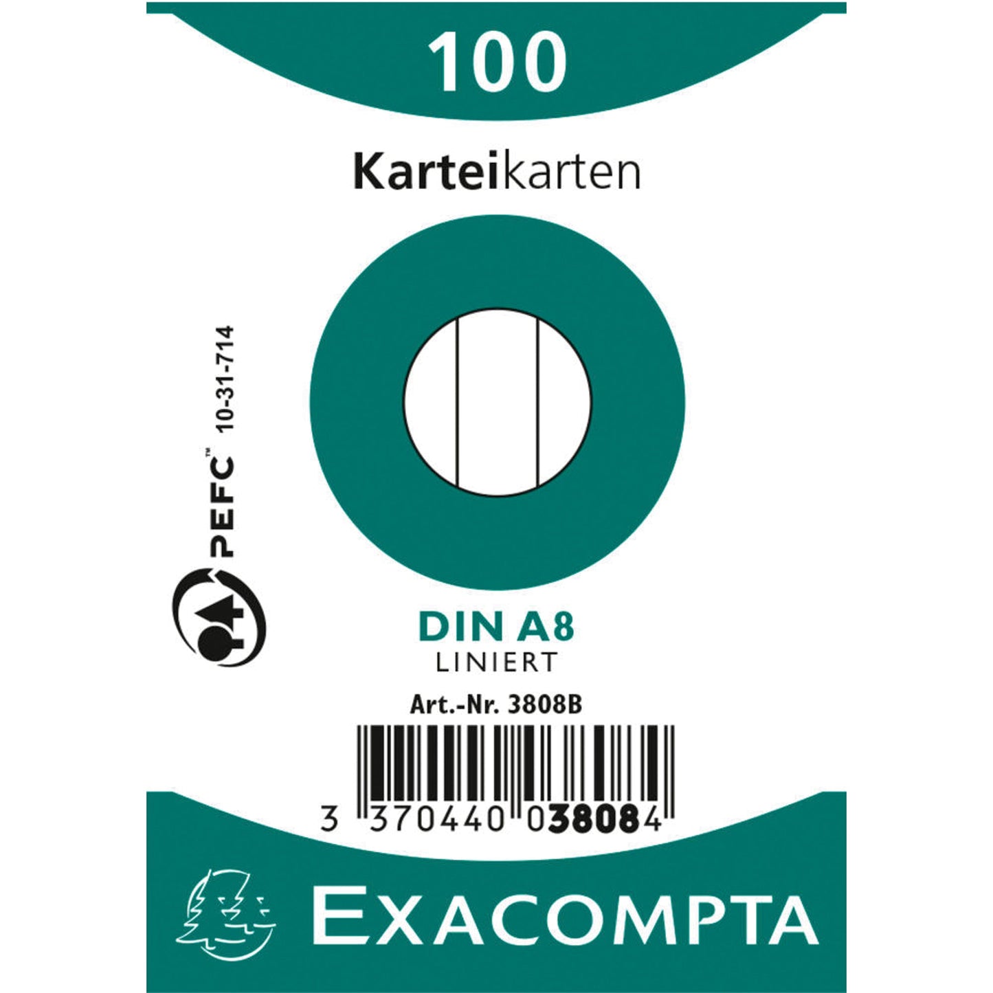 Exacompta Karteikarte DIN A8 liniert weiß 100 St./Pack.