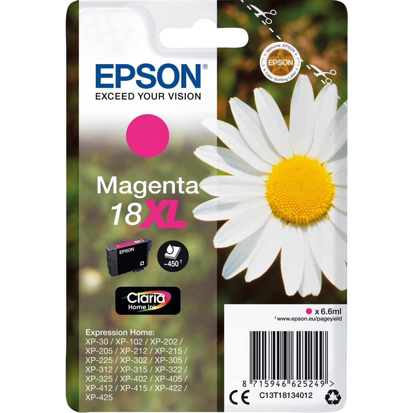 Epson Tintenpatrone Originalzubehör 18XL ca. 450 Seiten magenta 6,6ml