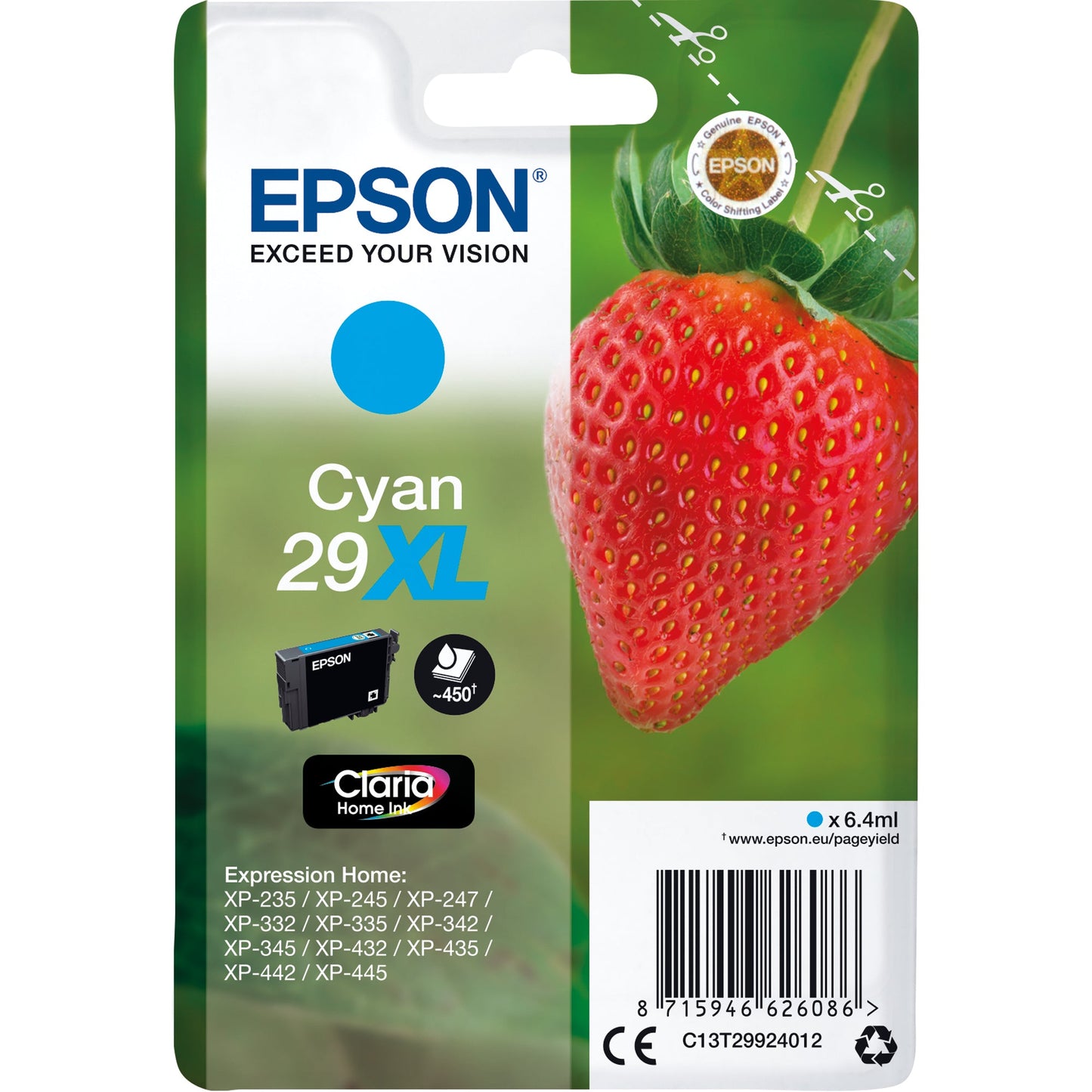 Epson Tintenpatrone Originalzubehör 29XL ca. 450 Seiten cyan 6,4ml
