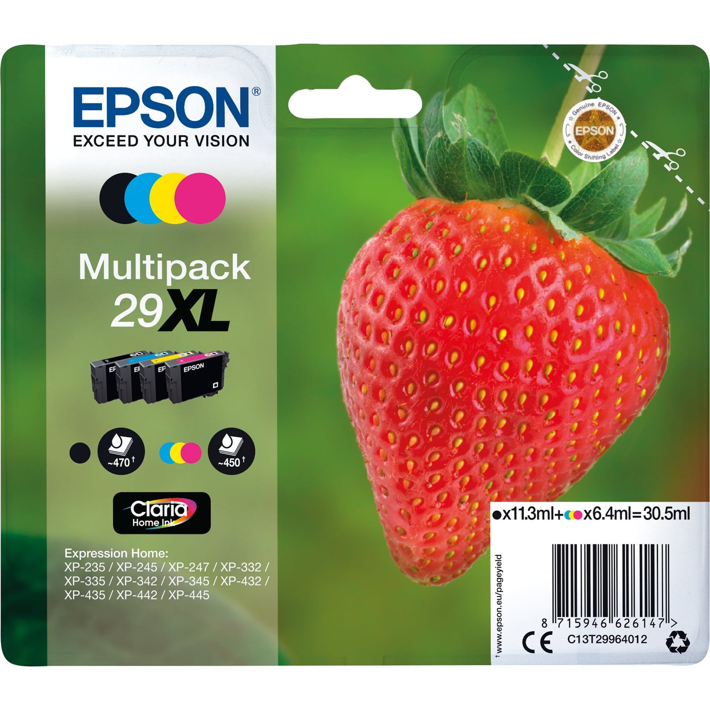 Epson Tintenpatrone Originalzubehör 29XL ca. 470 Seiten schwarz, ca. 3 x 450 Seiten farbig schwarz, mehrfarbig 4 St./Pack.