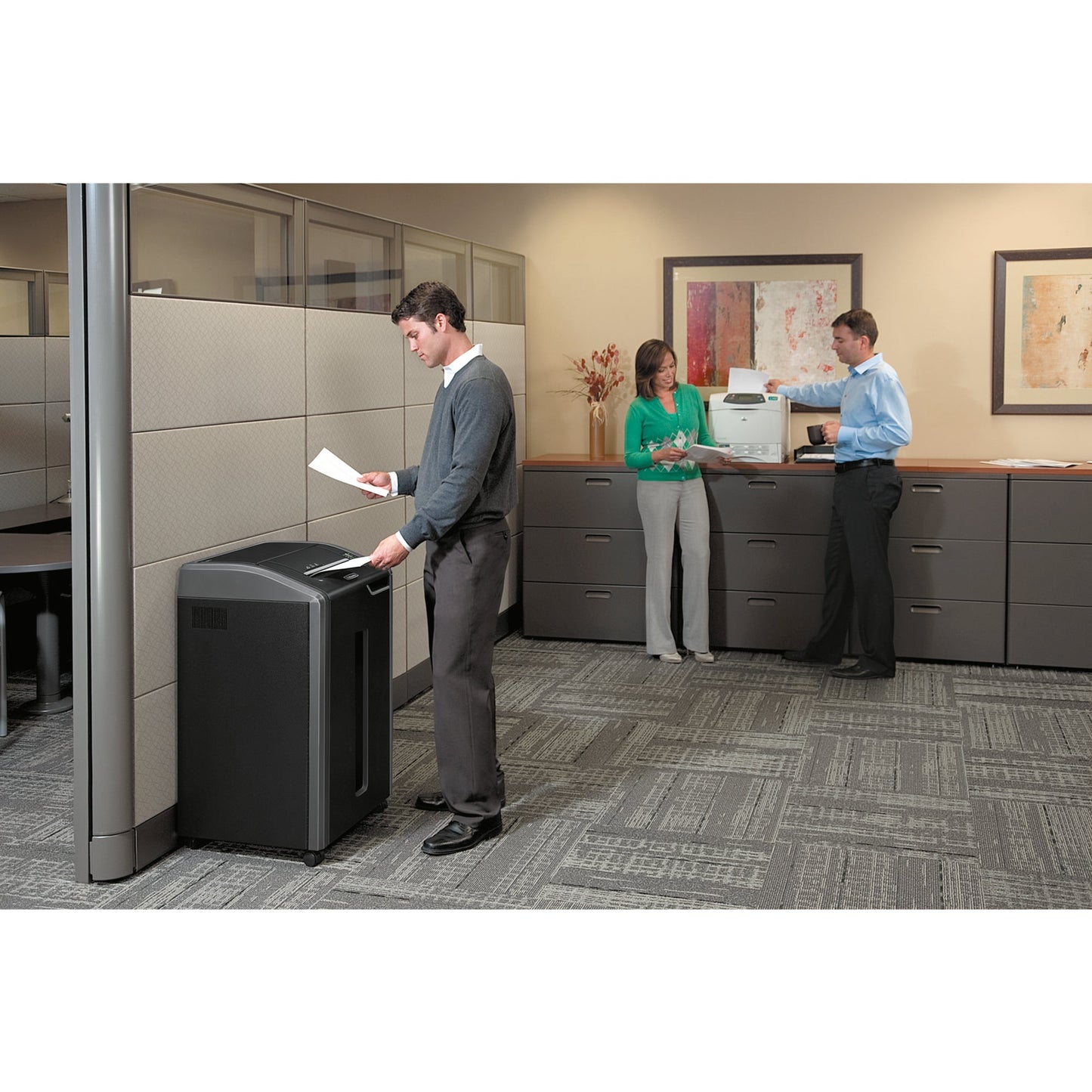 Fellowes® Aktenvernichter Powershred 425Ci P-4 Papier, Heftklammern, Büroklammern, Kreditkarten, CDs/DVDs Partikelschnitt 30 Bl. silber/schwarz