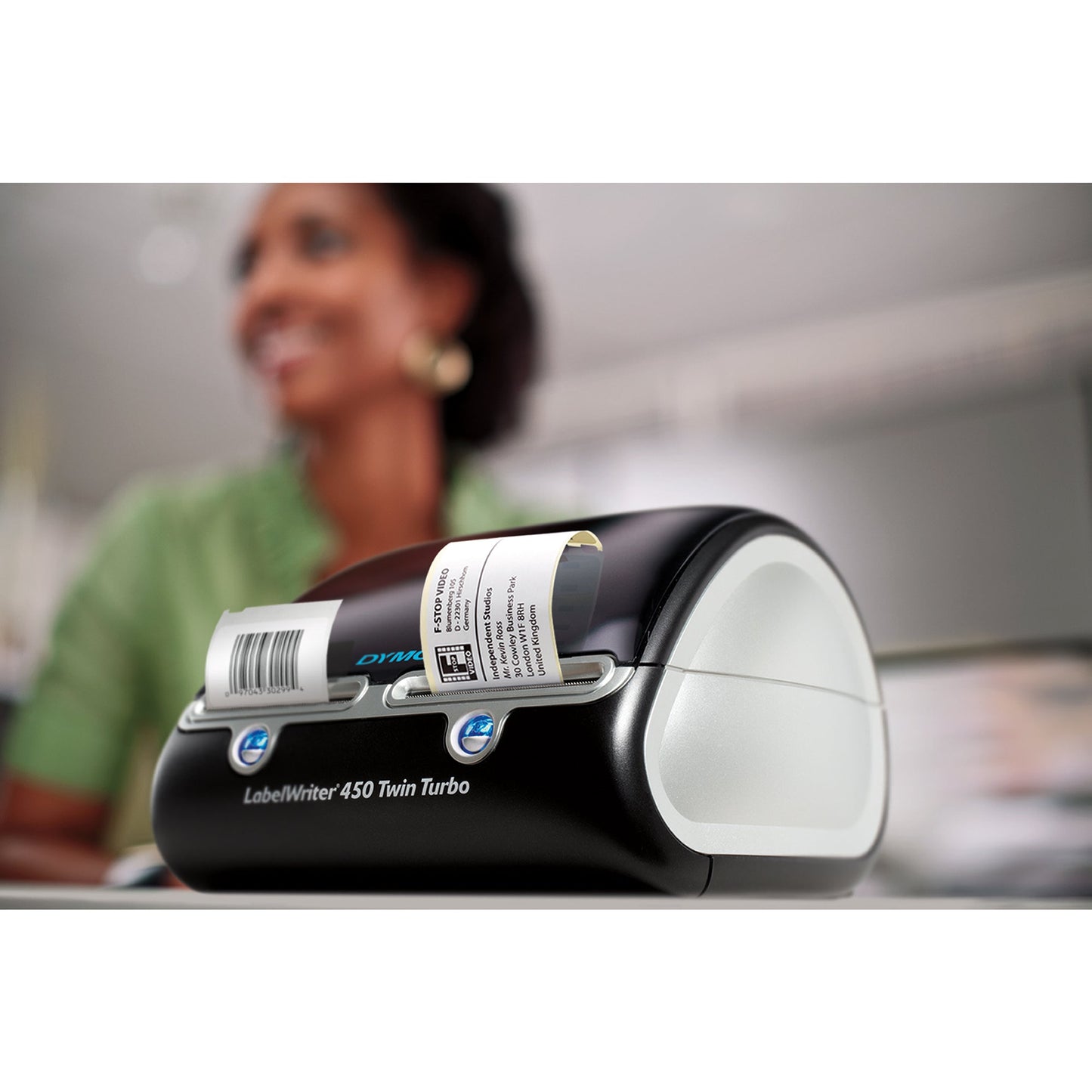 DYMO® Etikettendrucker LabelWriterT 450 TwinTurbo 4 Druckzeilen 71 Etik./Min. USB 2.0 inkl. 2 x 20 Starter-Etiketten (89 x 36 mm), Adapter, Netzkabel, USB-Kabel, Kurzanleitung