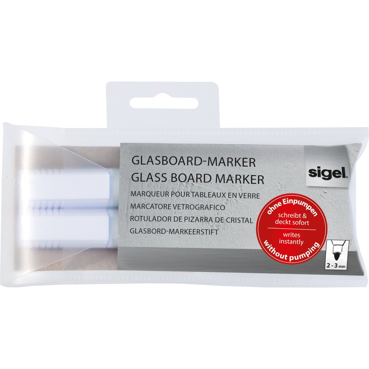 SIGEL Glasboardmarker Artverum 2-3mm weiß Rundspitze 2 St./Pack.