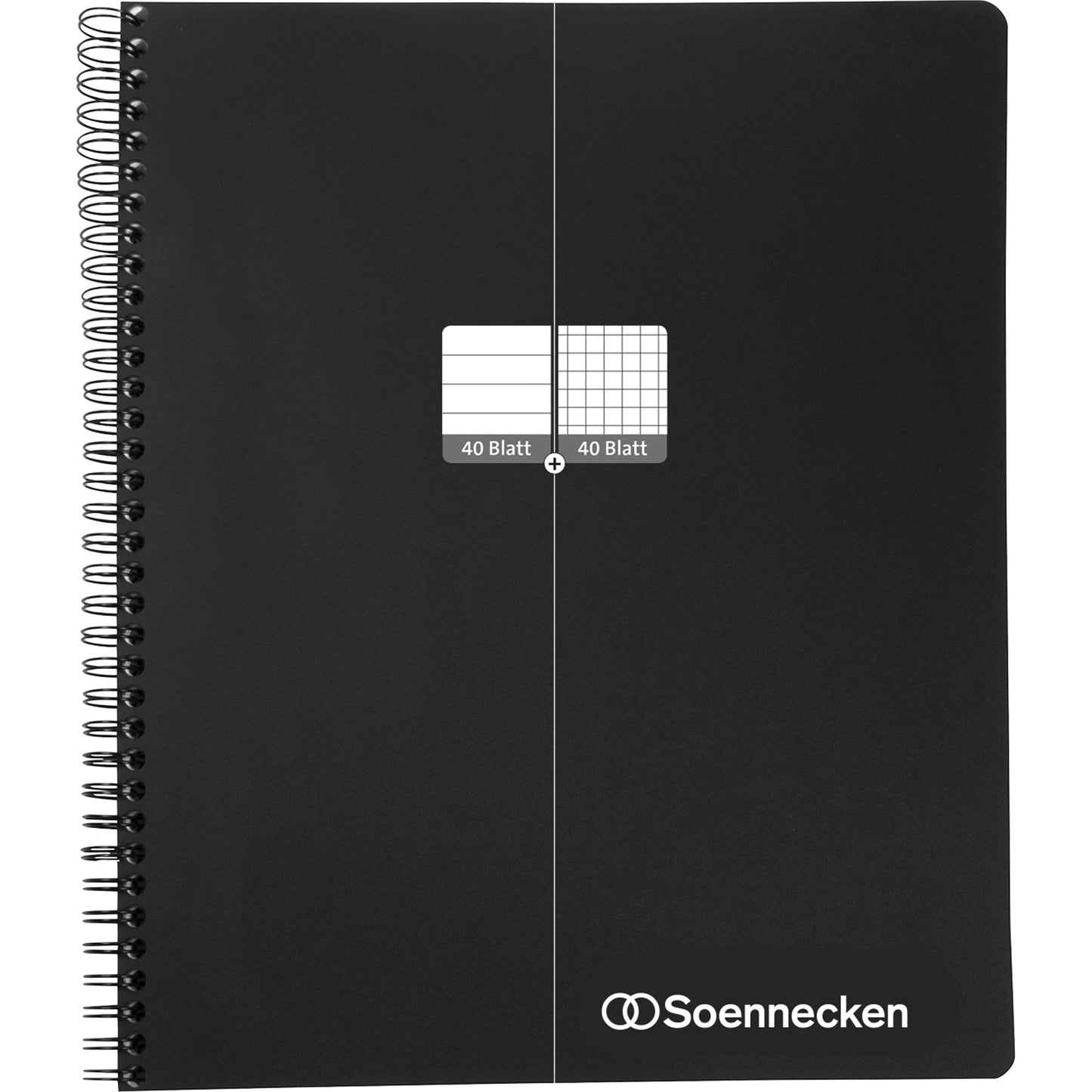 Soennecken Collegeblock Twinbook DIN A4 liniert/kariert 90g/m² schwarz 80 Bl.