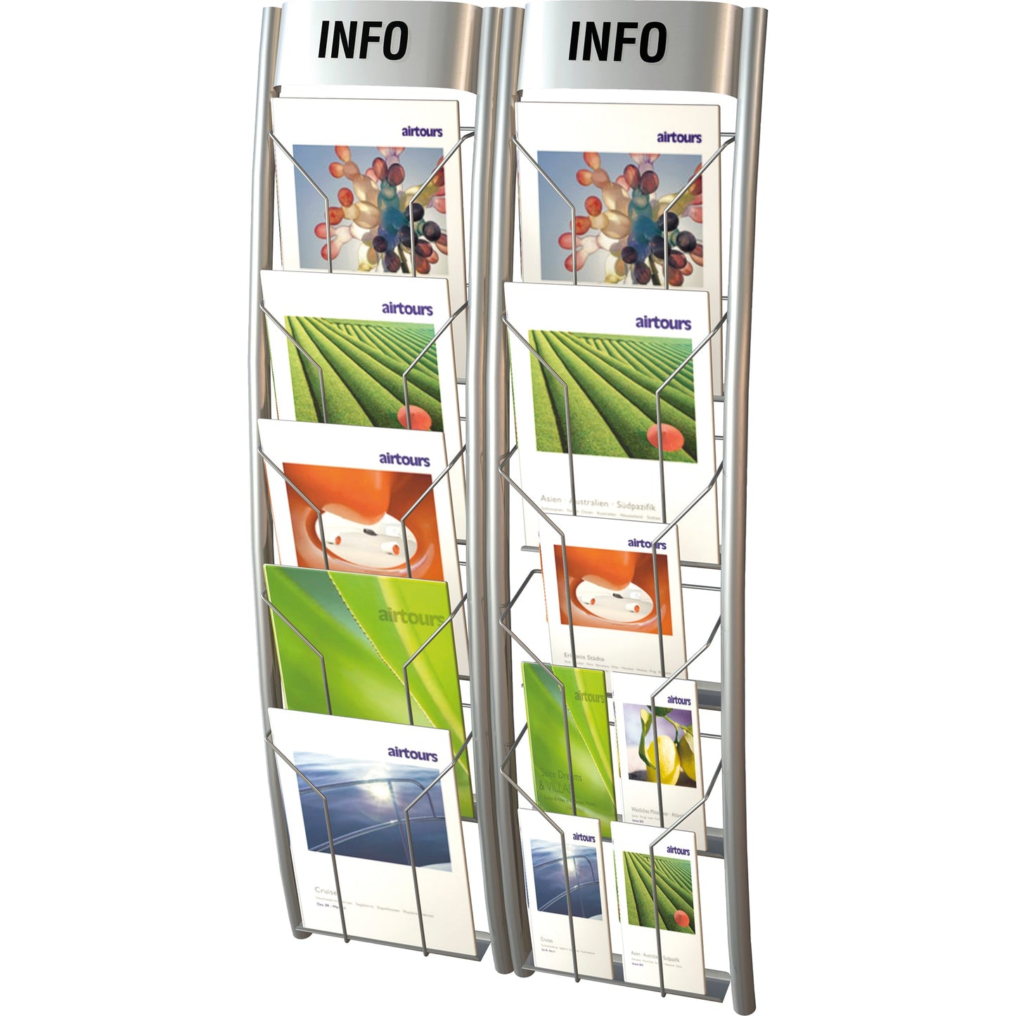 Kerkmann Prospekthalter Filio II 27,5 x 90 x 12 cm (B x H x T) DIN A4, DIN A5, DIN lang Aluminium silber 5 Fächer