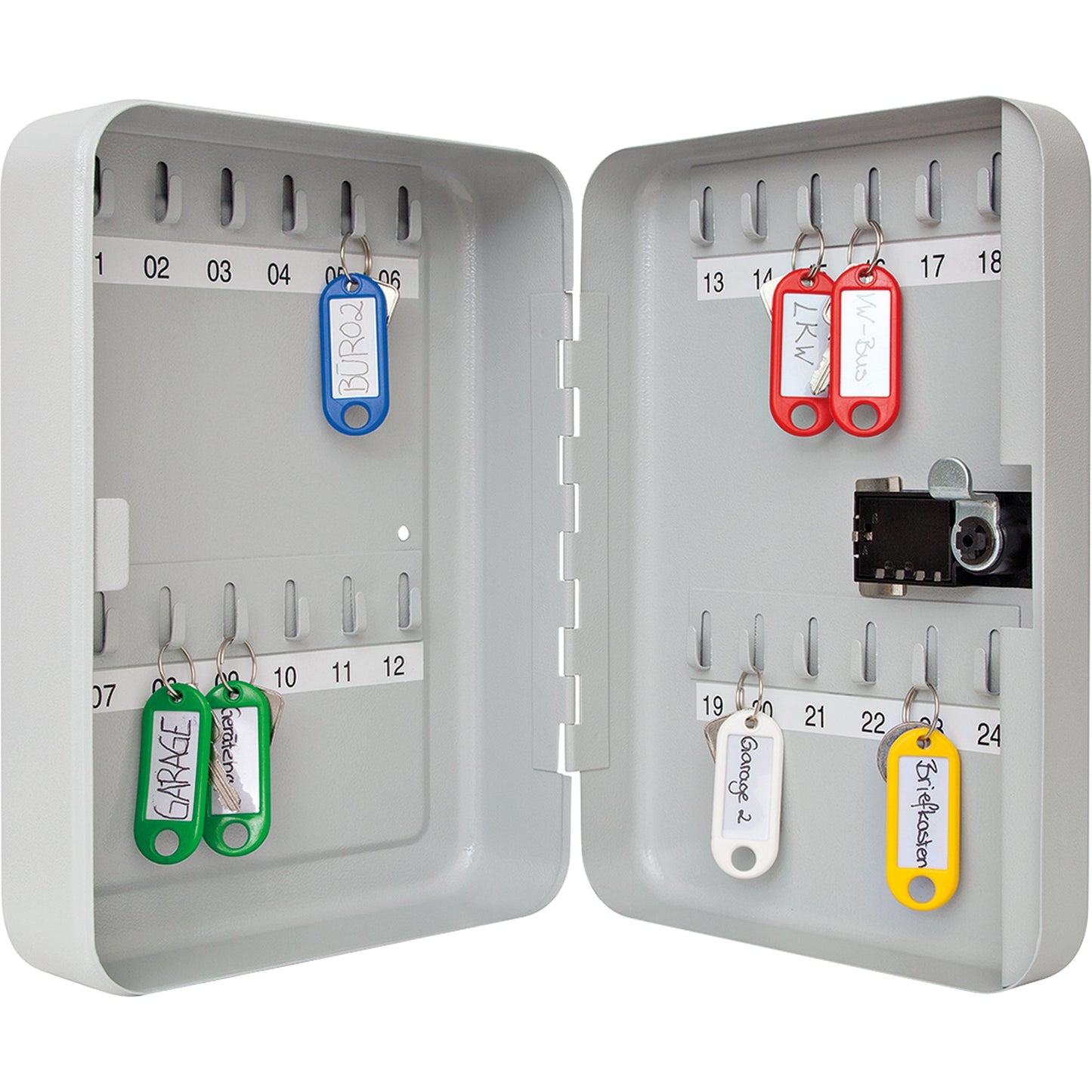 WEDO® Schlüsselschrank 18,6 x 25 x 9,4 cm (B x H x T) inkl. Nummernstreifen Stahlblech, pulverbeschichtet lichtgrau