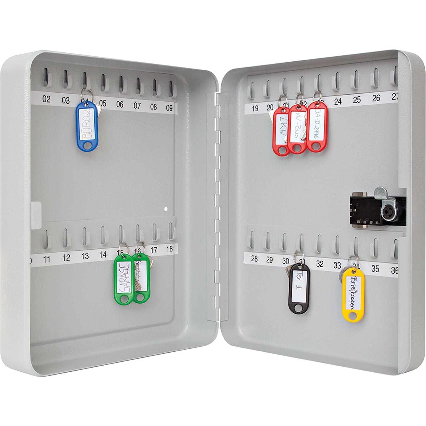 WEDO® Schlüsselschrank 24,3 x 30 x 9,4 cm (B x H x T) inkl. Nummernstreifen Stahlblech, pulverbeschichtet lichtgrau
