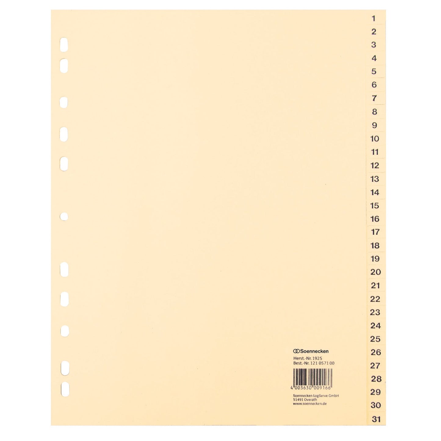 Soennecken Zahlenregister DIN A4 100g/m² 1-31 Tauenpapier chamois