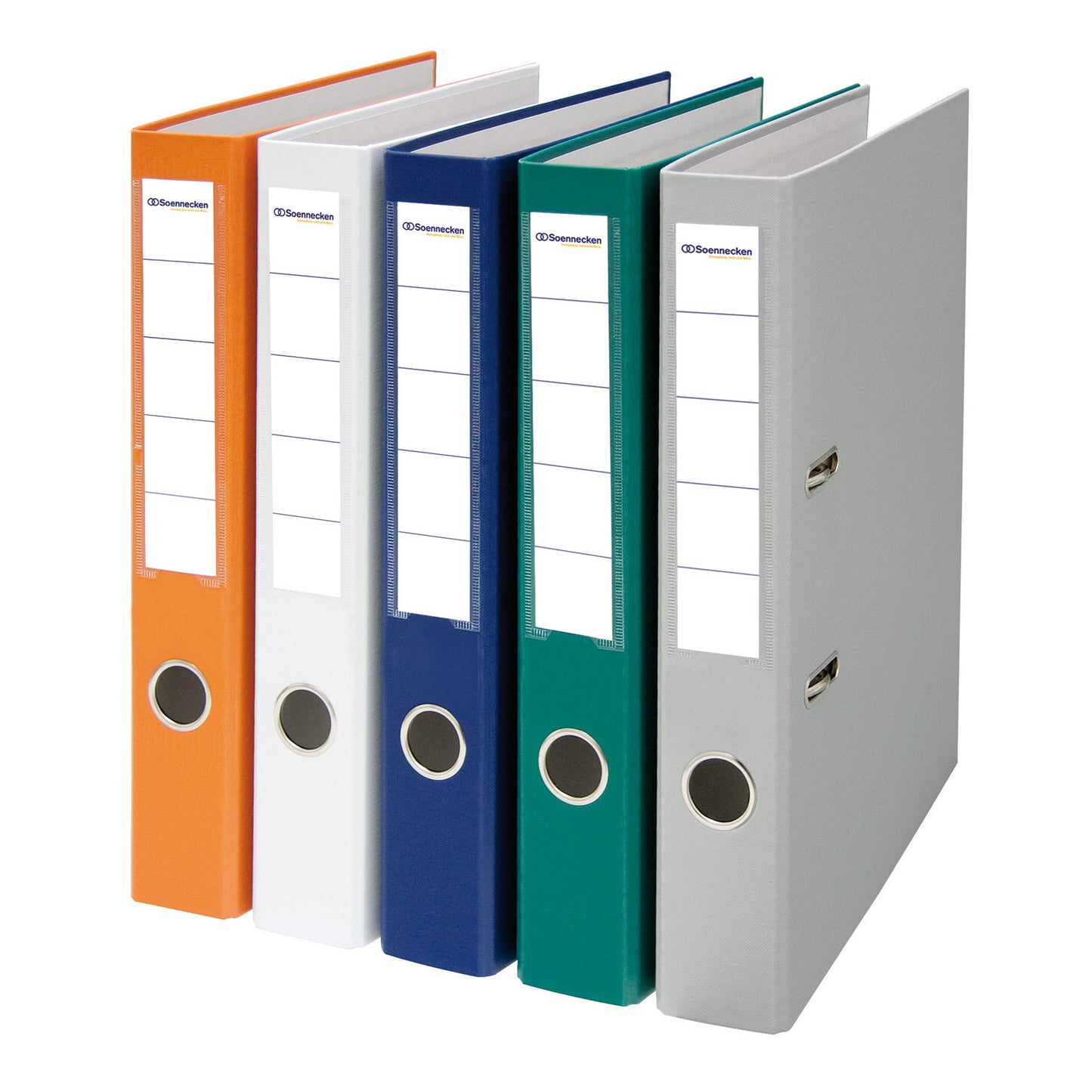 Soennecken Ordner 50mm DIN A4 Rückenschild: einsteckbar mit Schlitzen Werkstoff: Karton Material außen: Polypropylen Material innen: Papier türkis