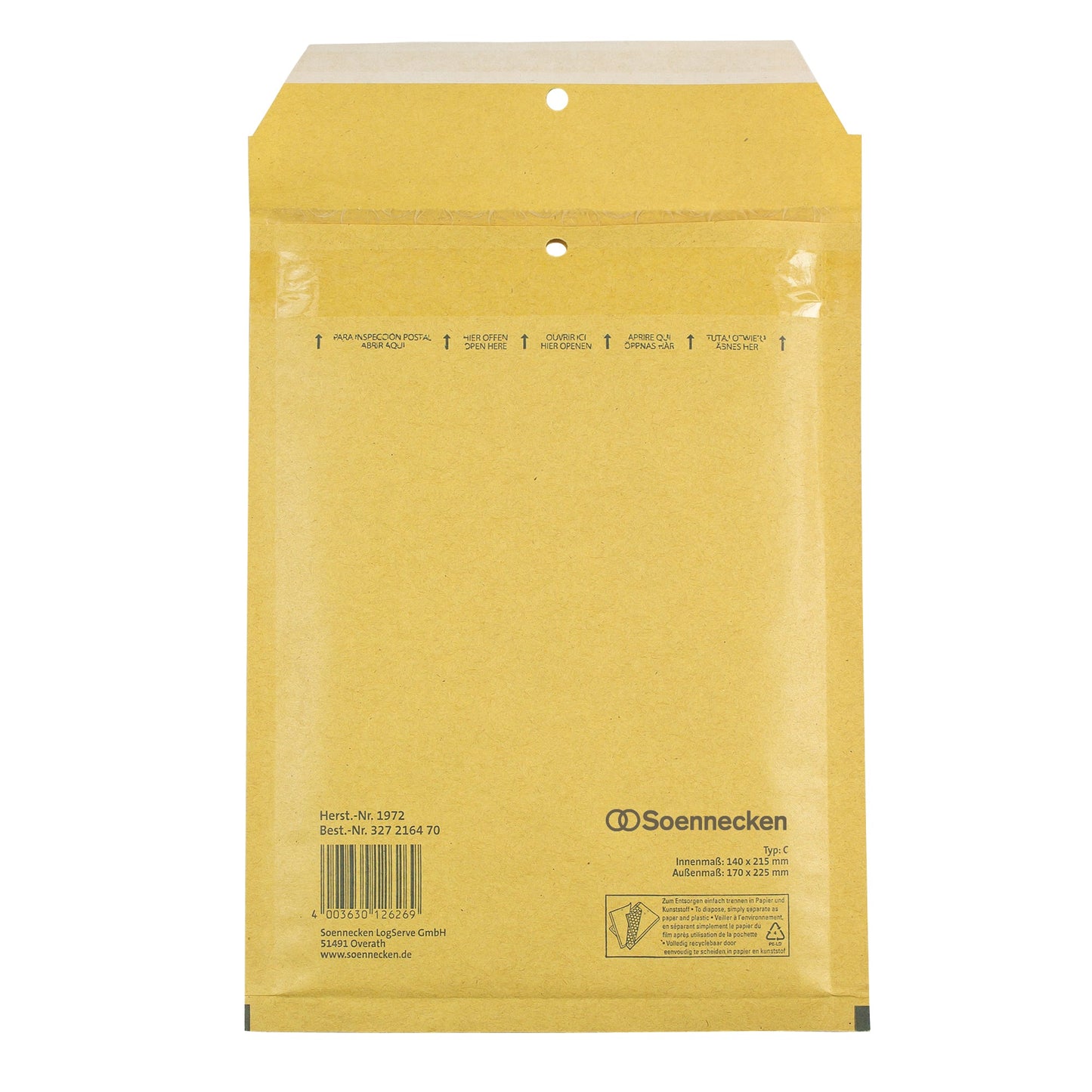 Soennecken Luftpolstertasche C/0 mit Haftklebung Kraftpapier natronbraun 100 St./Pack.