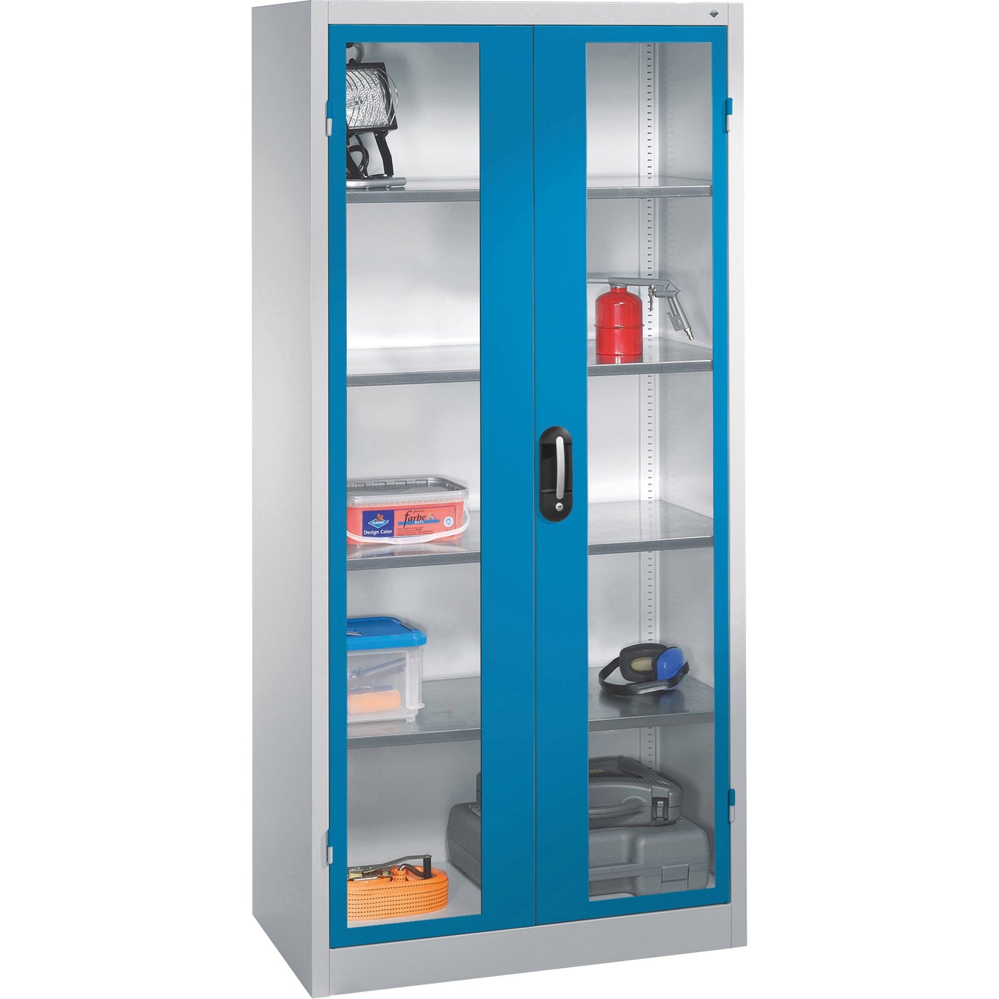 C+P Werkzeugschrank Serie 89 930 x 1.950 x 500 mm (B x H x T) Stahl, lackiert Farbe der Front: lichtblau Farbe des Korpus: lichtgrau